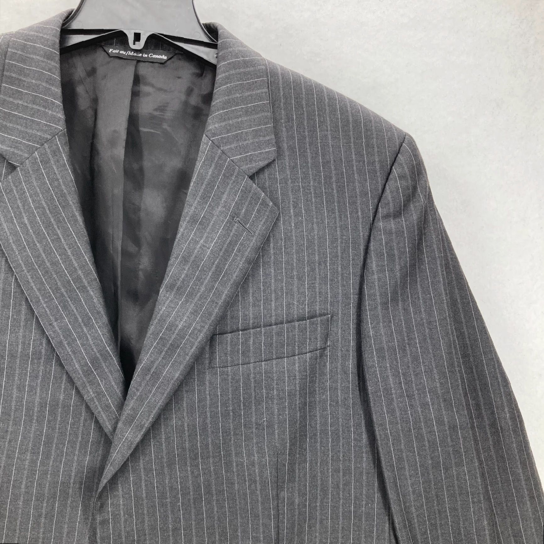 Jack Victor Jack Victor Montreal Loro Piana Wool Sport Coat Blazer Mens 44R Black Striped Size 44R - 2 Thumbnail