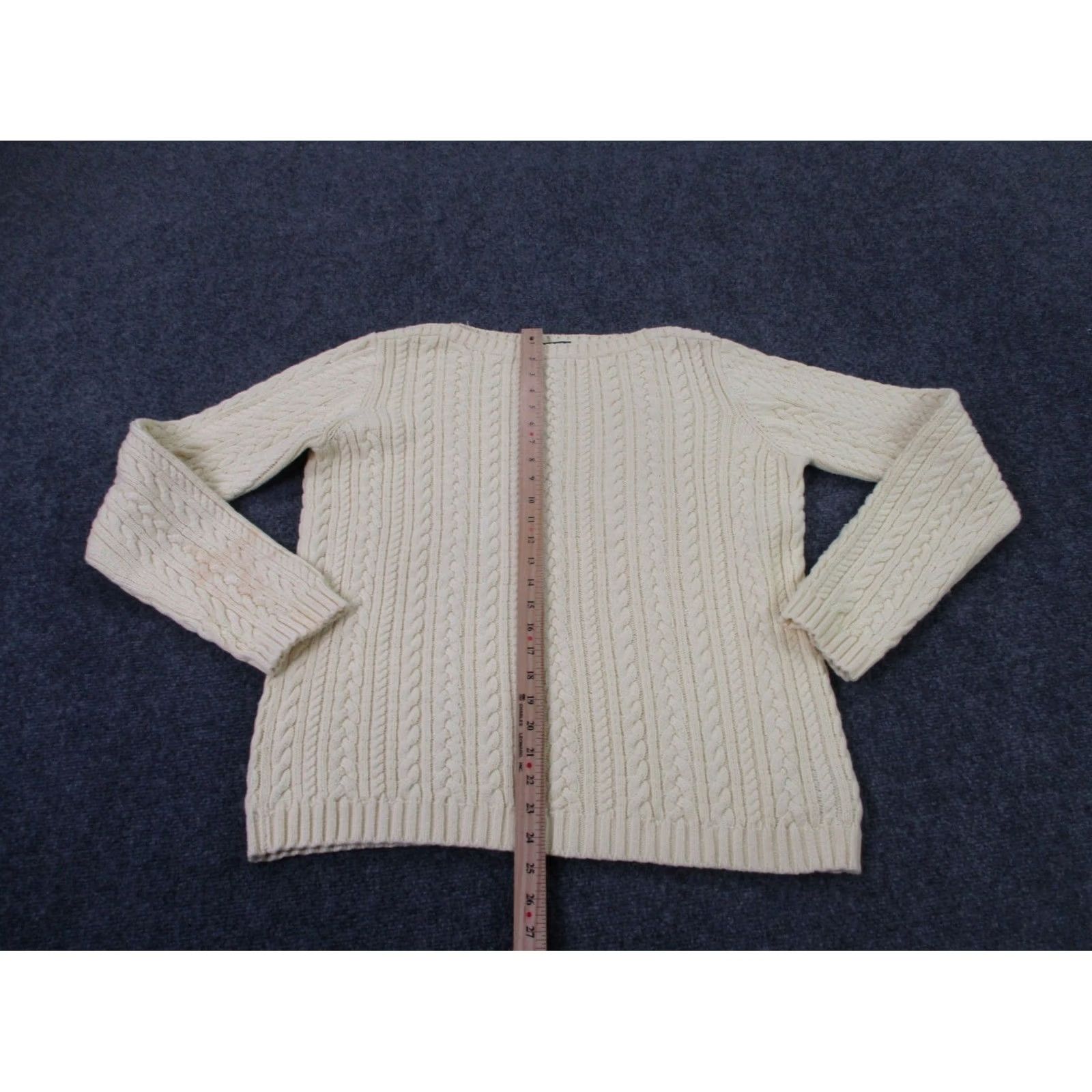 Polo Ralph Lauren Ralph Lauren Sweater Womens L Yellow Cable Knit Fisherman Heavy Preppy Classic Size L / US 10 / IT 46 - 3 Thumbnail