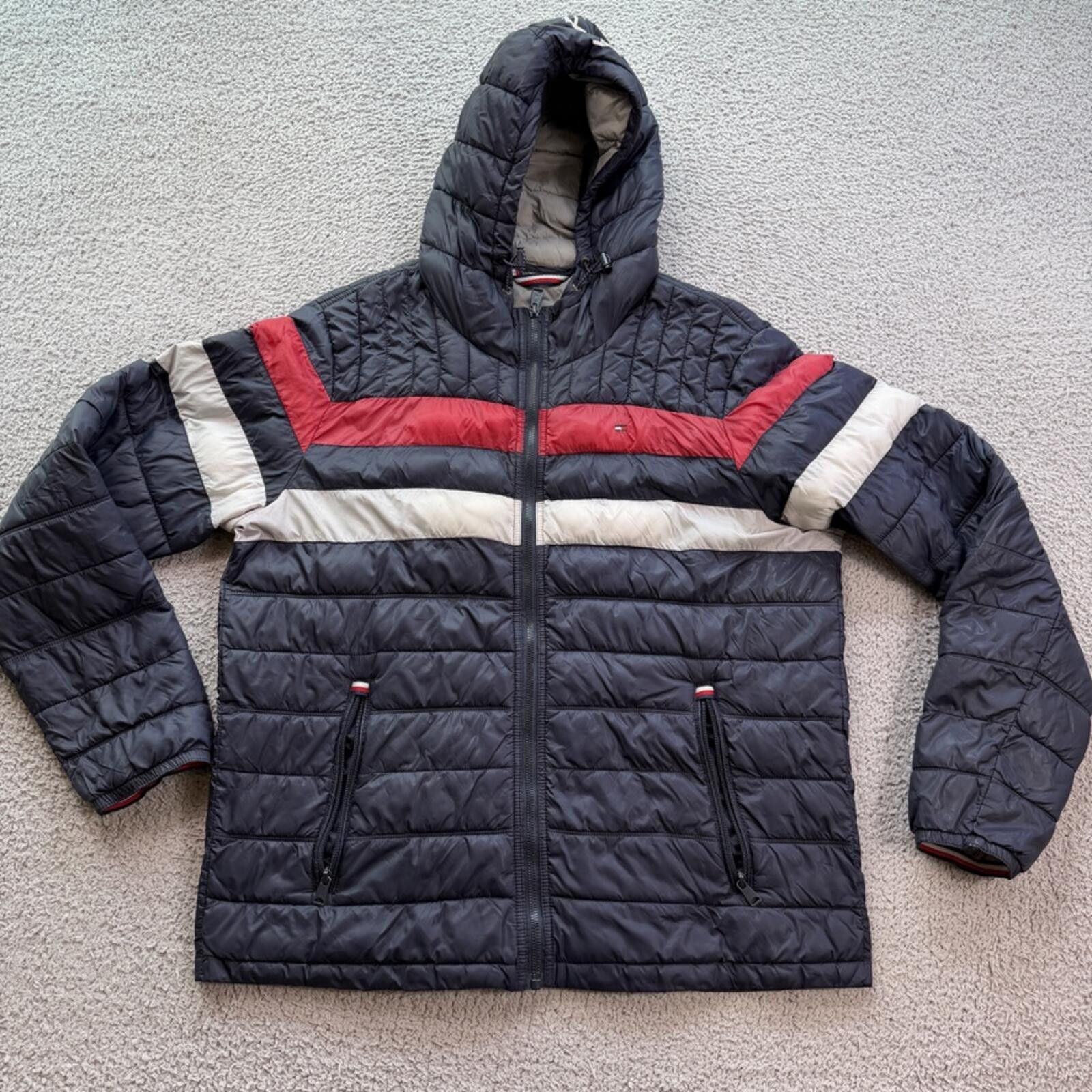 Tommy Hilfiger Tommy Hilfiger Hooded Puffer Jacket Mens L Full Zip Quilted Size US L / EU 52-54 / 3 - 1 Thumbnail