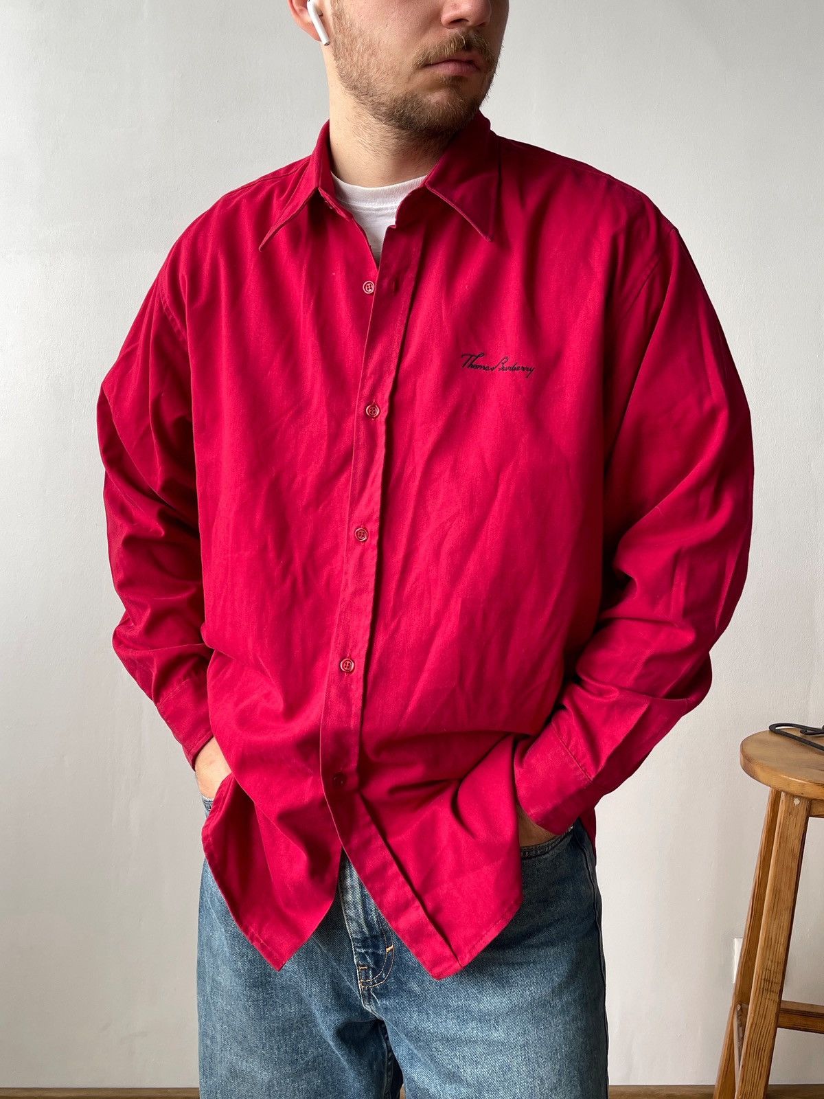Burberry Vintage Thomas Burberry Men’s Red Shirt Size M Size US M / EU 48-50 / 2 - 2 Thumbnail
