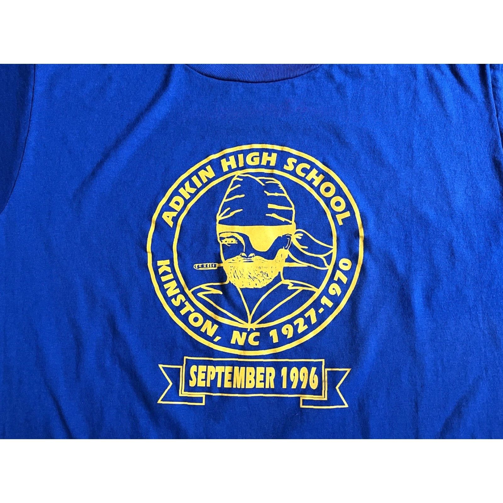 Jerzees VINTAGE Jerzees Adkin High School North Carolina Shirt Men’s Large Blue Short Sleeve Crew Neck Graphic Print 90s Retro Logo Size US L / EU 52-54 / 3 - 3 Thumbnail