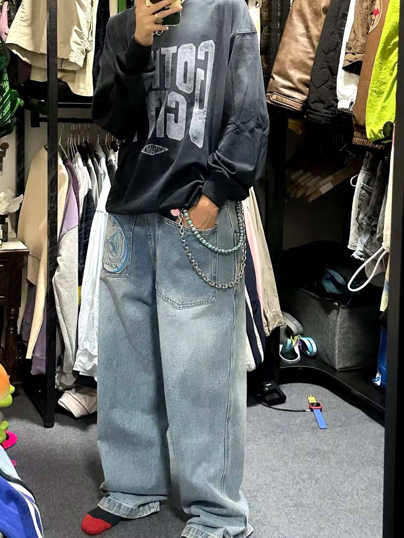 Other Retro streetwear punk double layer chain pants pocket chain Size ONE SIZE - 4 Thumbnail