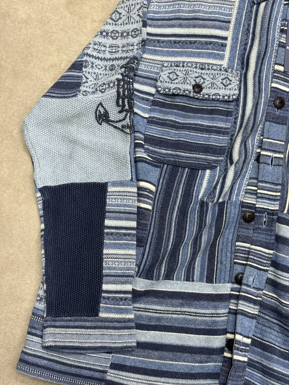Polo Ralph Lauren Blue Patchwork Workwear Cardigan Ralph Lauren XXL Size US XXL / EU 58 / 5 - 2 Thumbnail