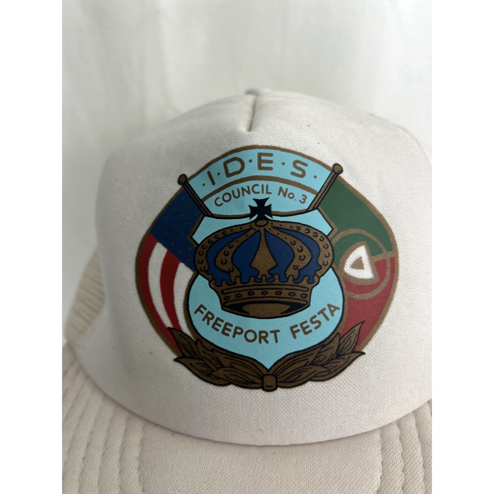 Vintage VINTAGE Speedway Trucker Hat White IDES Council No 3 Adjustable Men Adult White Classic Trucker Hat Mens Size ONE SIZE - 4 Thumbnail