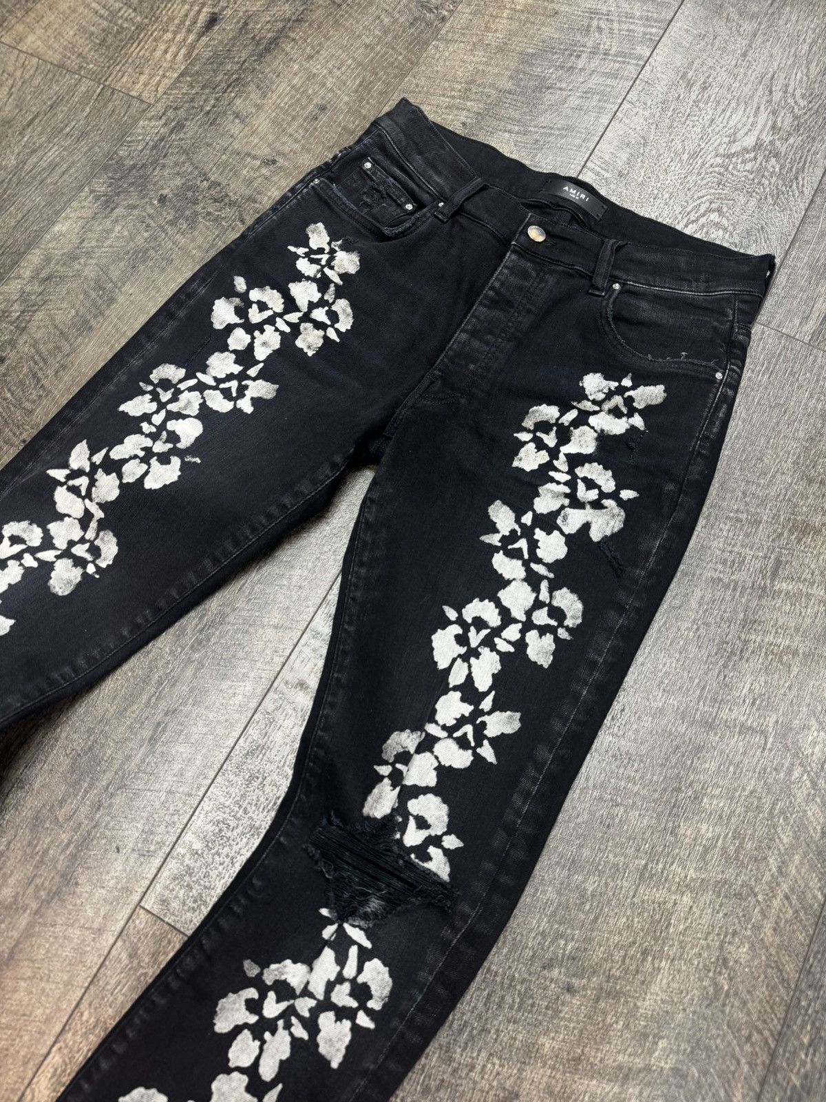 Amiri “Hibiscus Stencil” Skinny Jeans Size US 31 - 1 Thumbnail