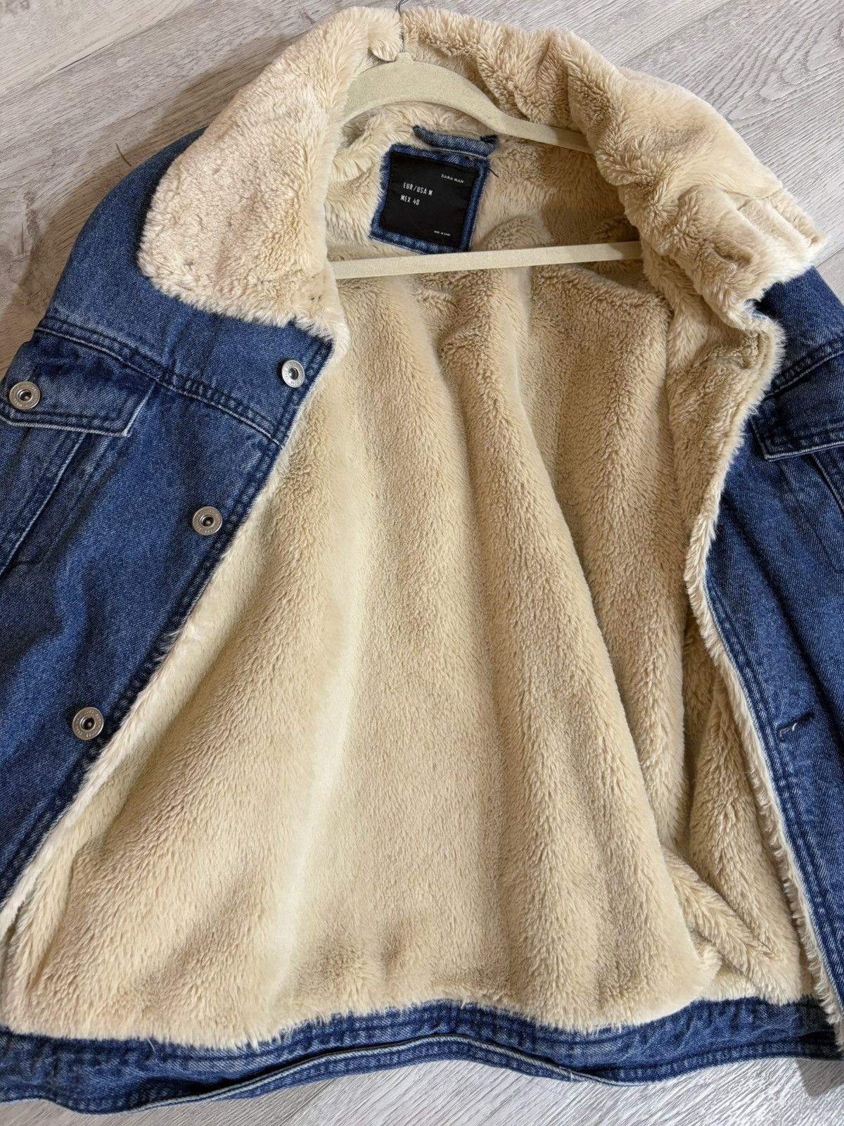 Zara Zara blue denim Sherpa faux fur jacket Size US M / EU 48-50 / 2 - 4 Thumbnail