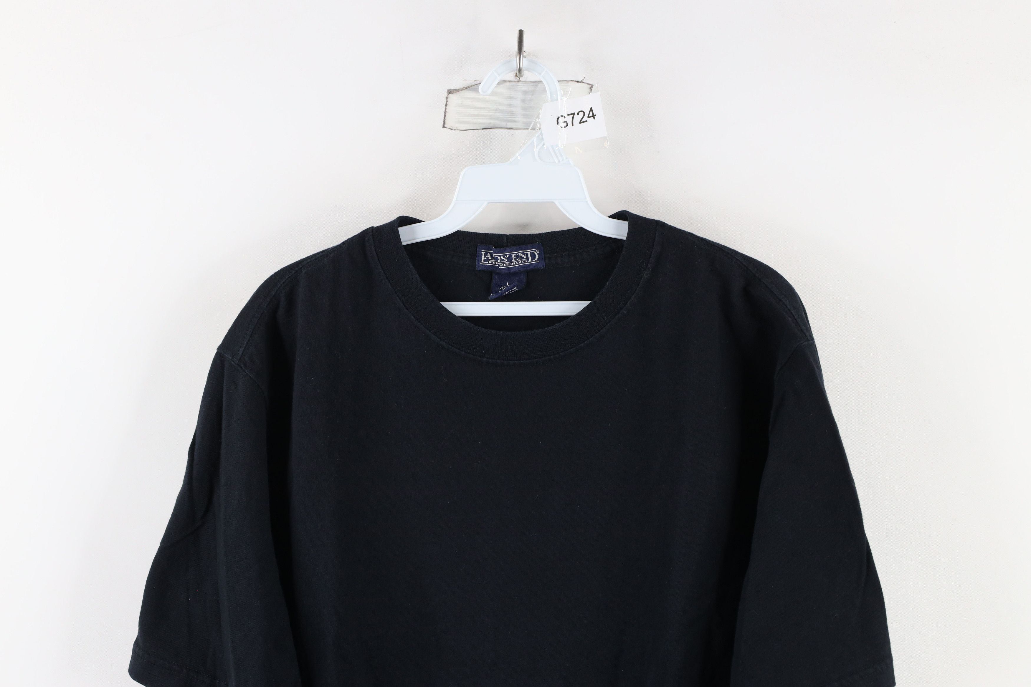 Lands' End × Vintage Vintage 90s Lands End Blank Heavyweight T-Shirt Black Cotton Size US L / EU 52-54 / 3 - 2 Thumbnail