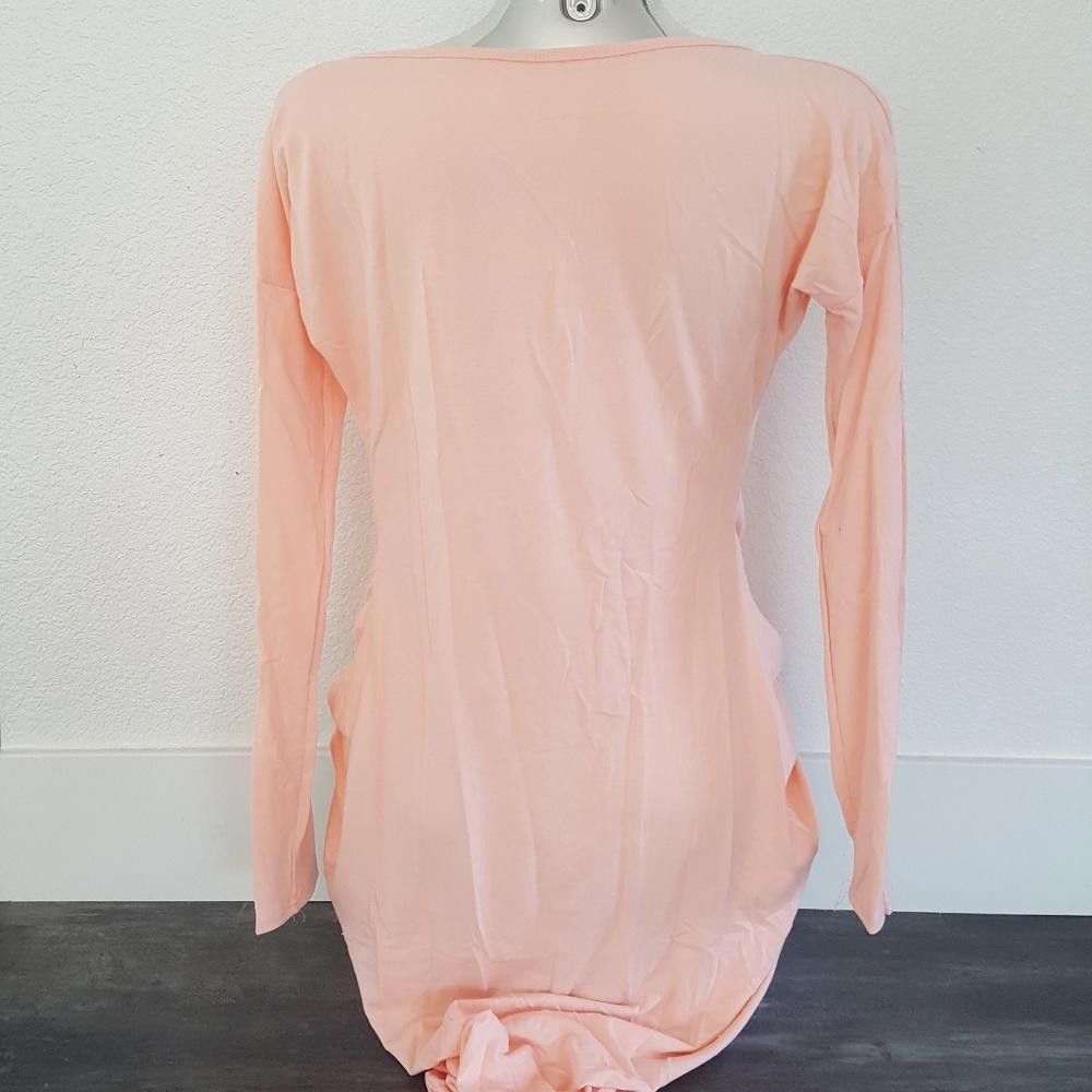 Designer Peach Pink High Low Draped Long Sleeve Size M / US 6-8 / IT 42-44 - 2 Thumbnail