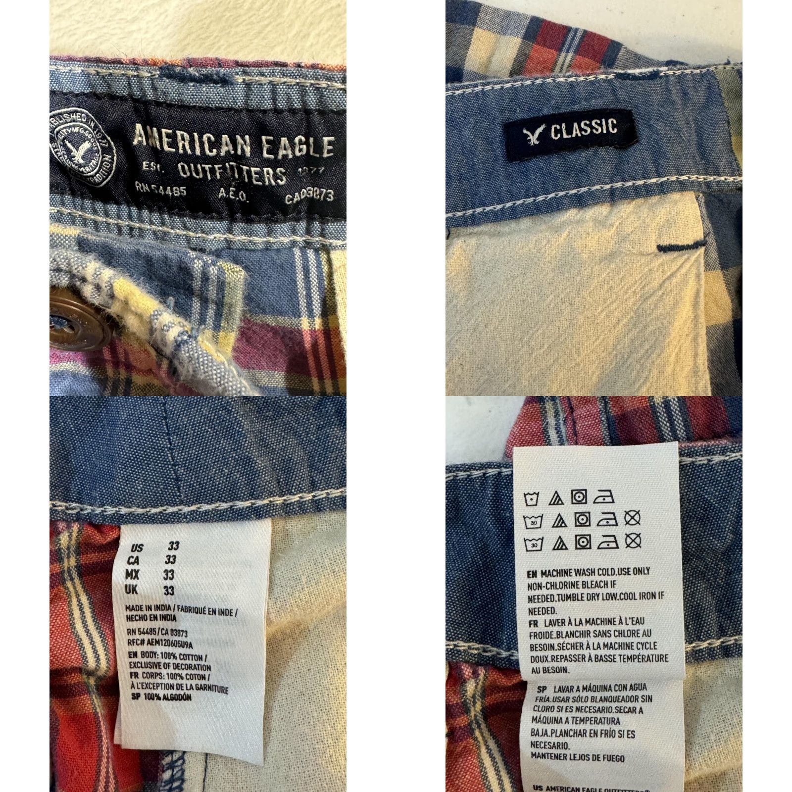 American Eagle Outfitters American Eagle Shorts Mens 33 Plaid Classic Preppy Casual Cotton Size US 33 - 9 Thumbnail