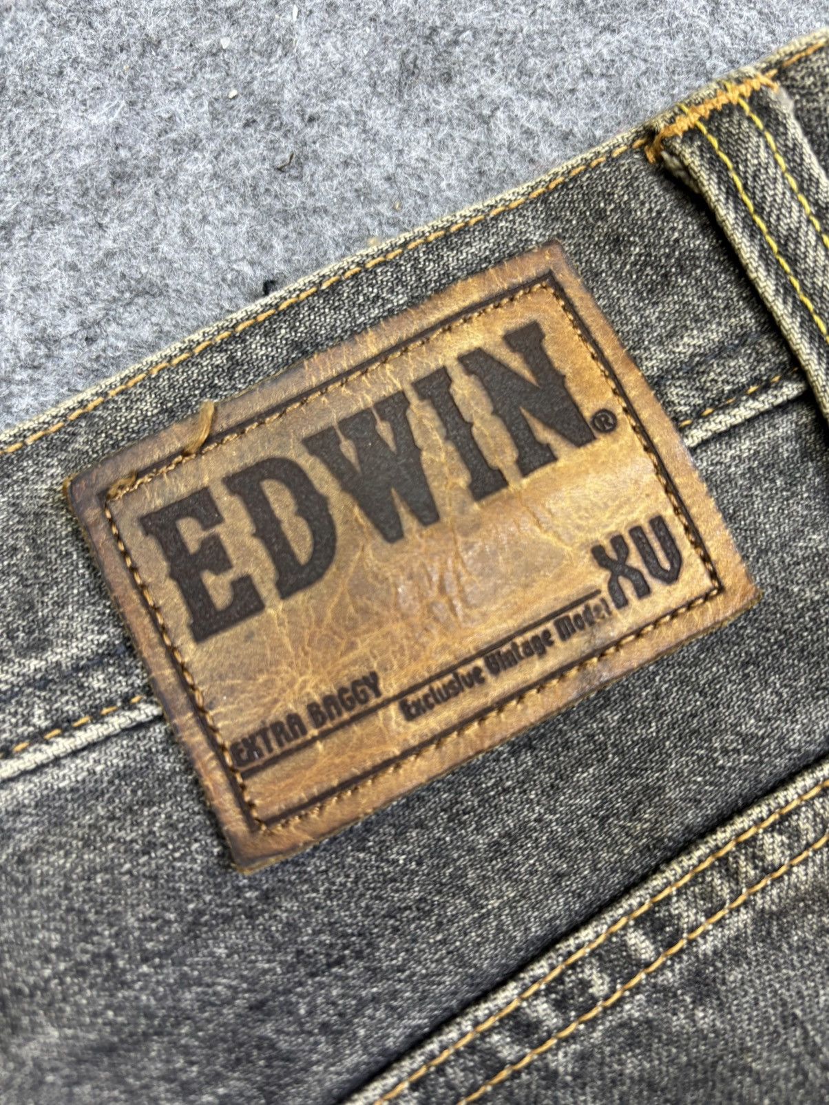 Edwin 💥90s Extra Baggy💥Vintage Edwin Rusty Black Wash Denim F839 Size US 33 - 9 Thumbnail