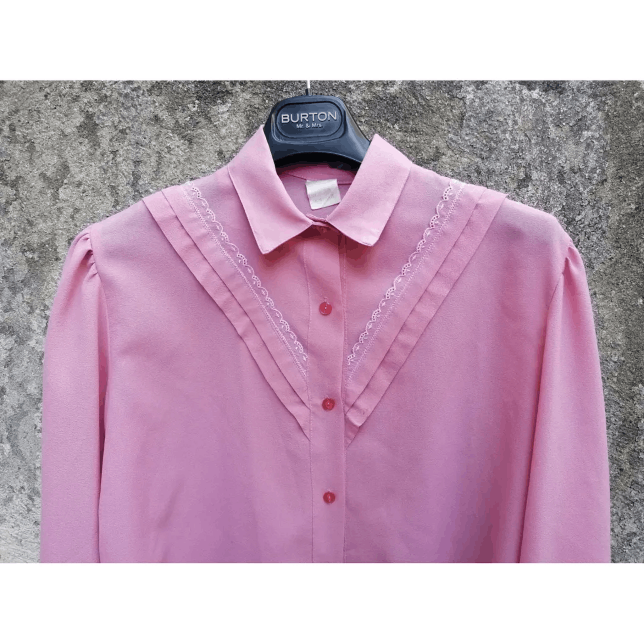 Other Pink Vintage Button-Up Blouse with Lace Detailing - Size S Size L / US 10 / IT 46 - 1 Thumbnail