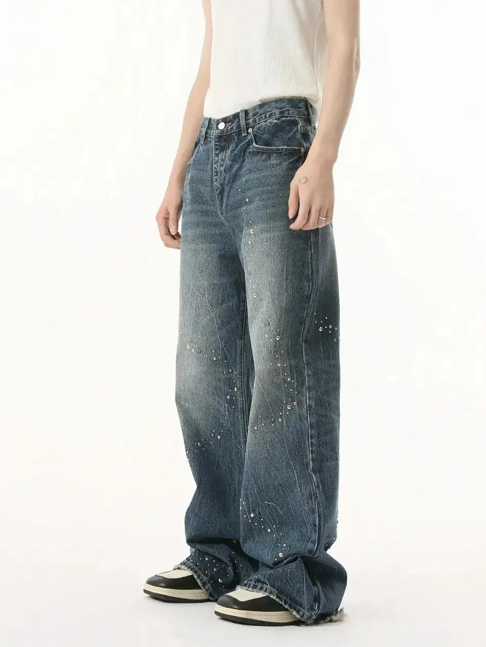 Japanese Brand Retro loose fringed wide leg jeans Size US 32 / EU 48 - 1 Thumbnail