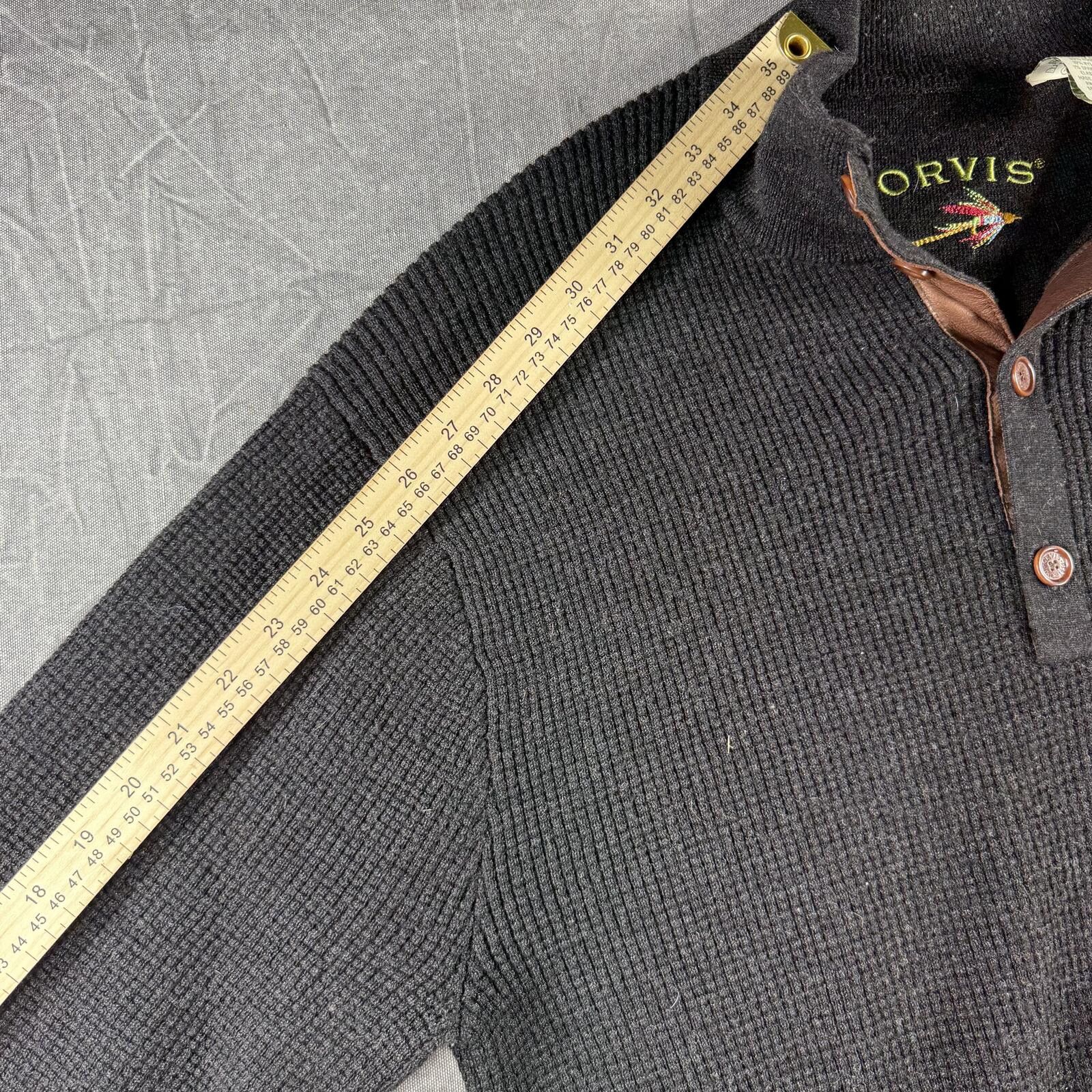 Orvis Orvis Sweater Men's L Black 100% Wool Quarter Button Size US L / EU 52-54 / 3 - 6 Thumbnail