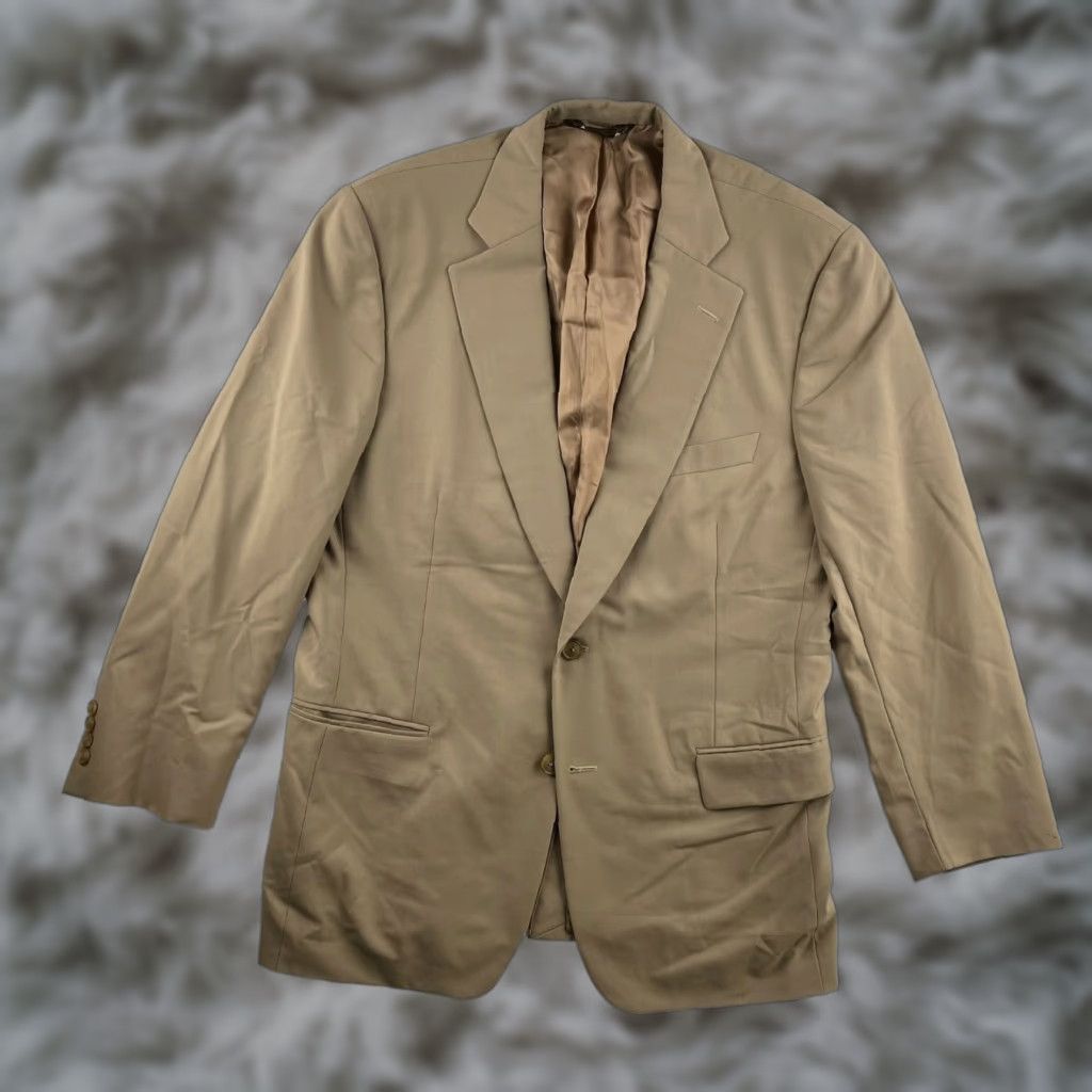 Paul Stuart VINTAGE Paul Stuart Blazer Jacket Mens Tan Wool 2-Button Notch Lapel Long 41 Long Brown solid Vintage Condition? Size 40R - 1 Thumbnail