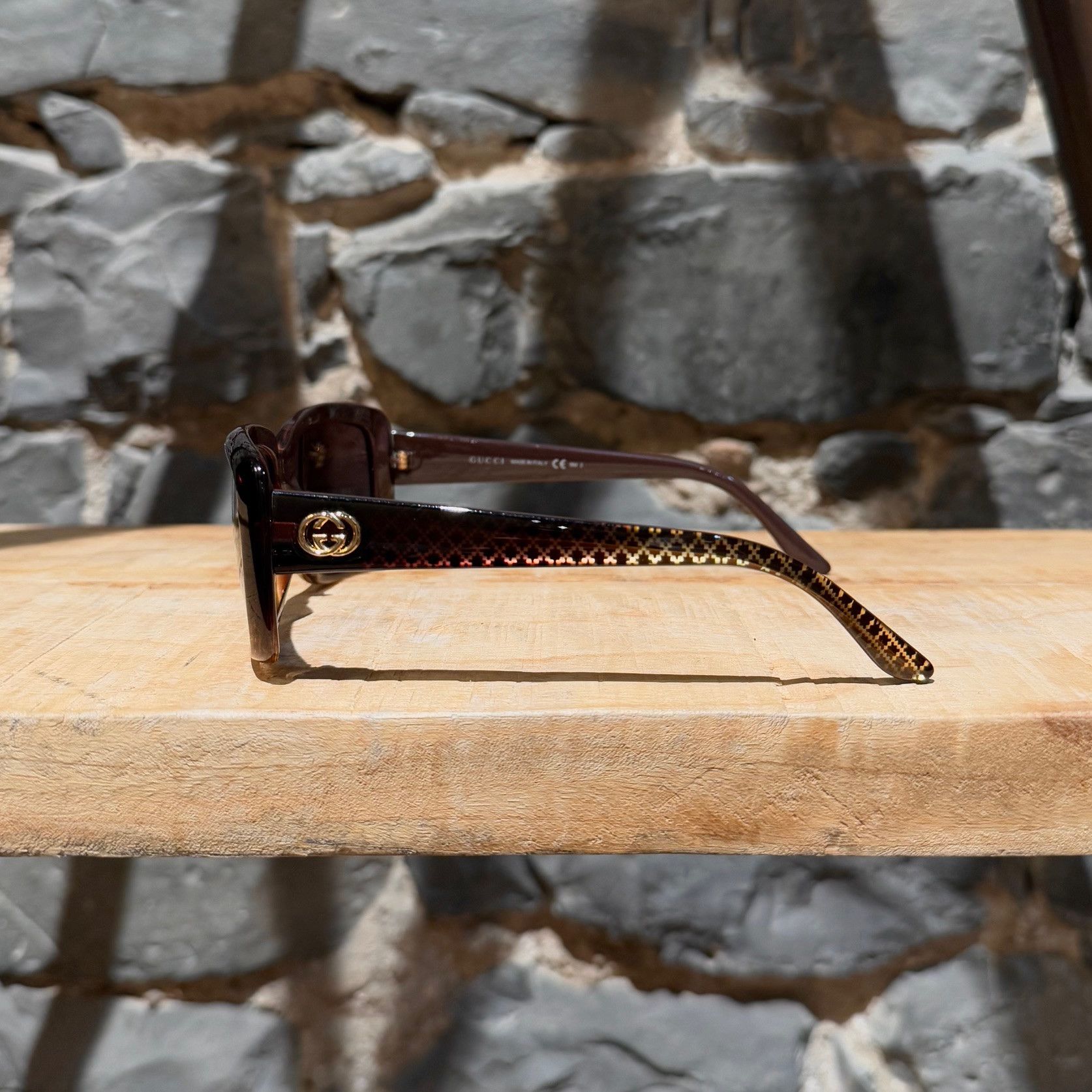 Gucci Gucci GG3575 Gradient Diamantissima Rectangular Sunglasses Size ONE SIZE - 3 Thumbnail