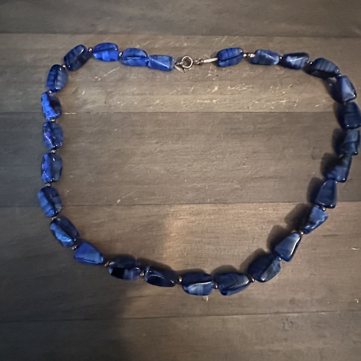 Vintage Vintage blue angular marbled bead necklace Size ONE SIZE - 2 Thumbnail