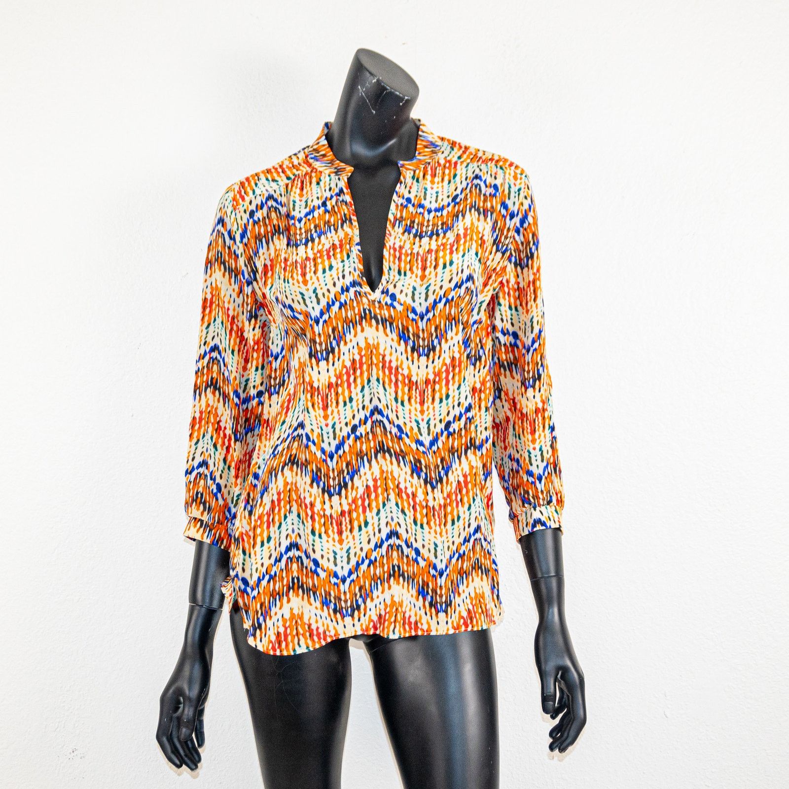 Amanda Uprichard Amanda Uprichard 100% Silk blouse zip Chevron Popover Size S / US 4 / IT 40 - 2 Thumbnail