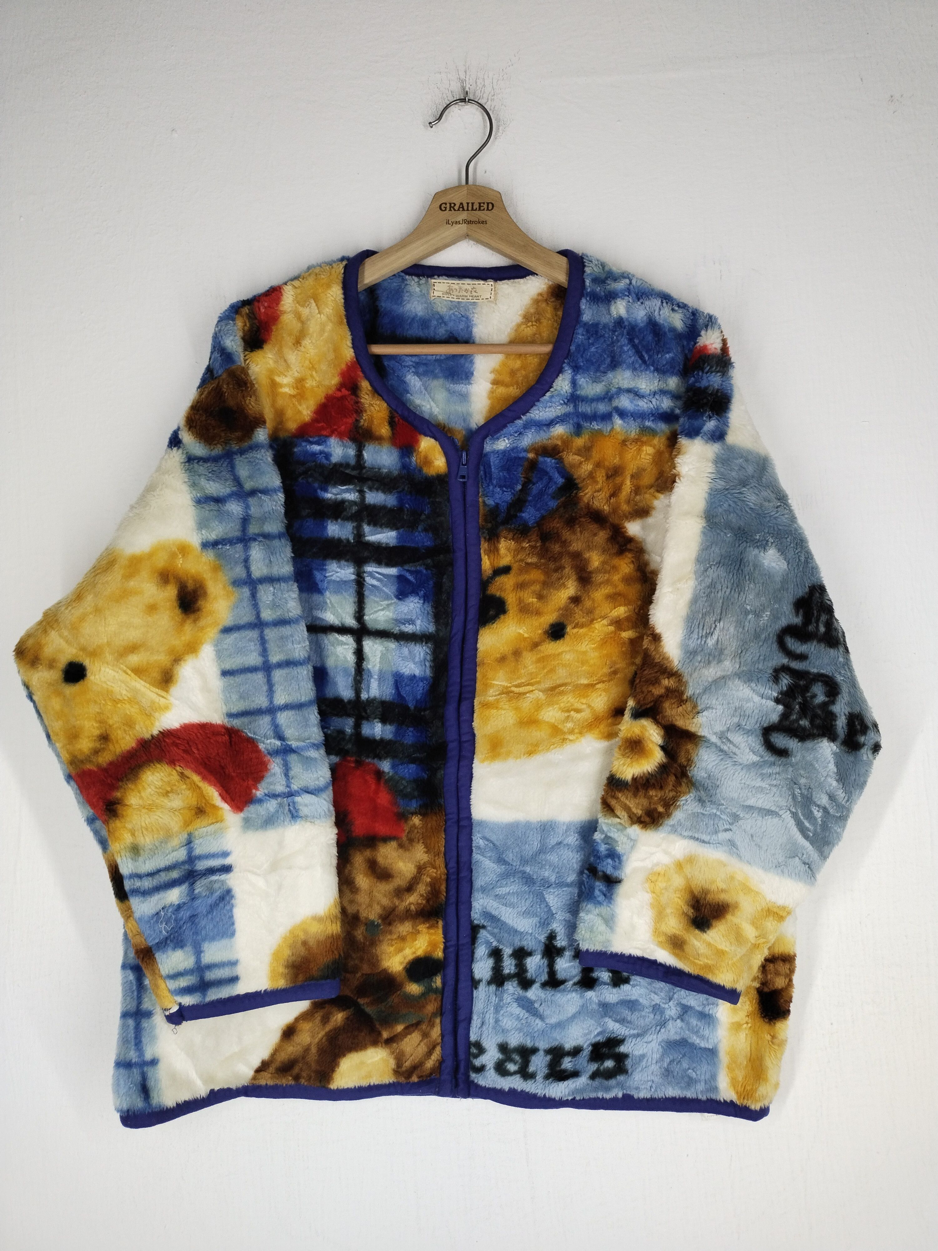 If Six Was Nine × Japanese Brand × Vintage Vintage Over Print Bears Wool Zipper Jacket Size US L / EU 52-54 / 3 - 13 Thumbnail