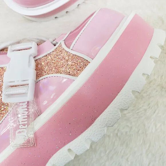 DEMONIA Slacker 50 Pink Glitter Platform Sneaker Ankle Boot