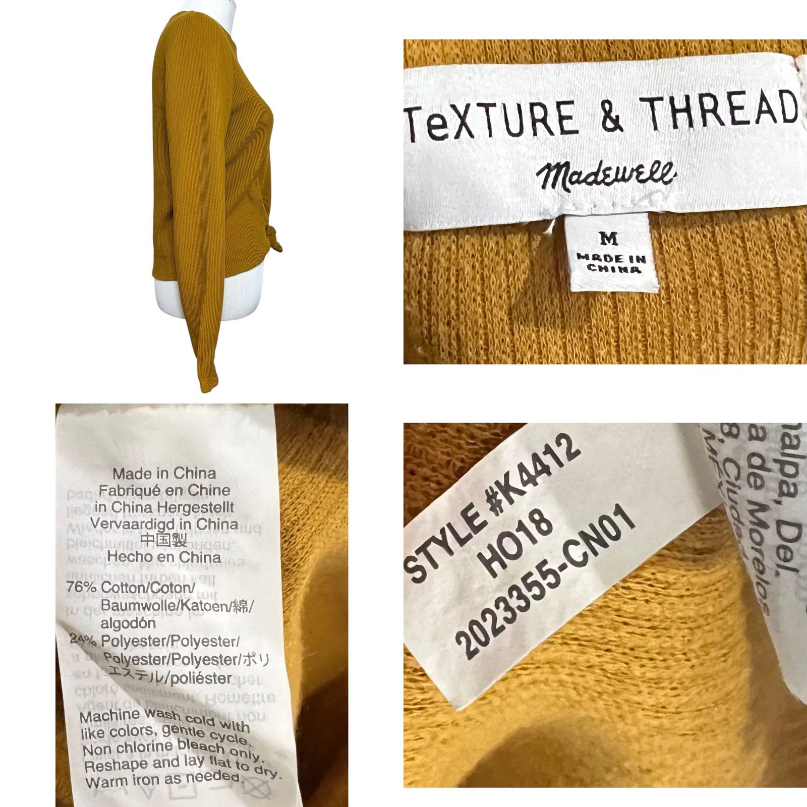 Madewell Madewell Texture & Thread Knot-Front Top Egyptian Gold Long Sleeve Sz M T-Shirt Women Modern Knit Knitwear Rolling Tie-Front? Size M / US 6-8 / IT 42-44 - 8 Thumbnail