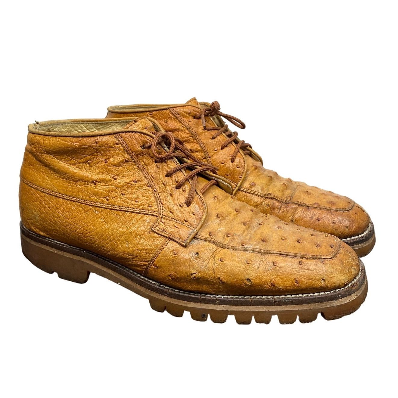 Belvedere Belvedere Ostrich Leather Lace Up Ankle Boots Men's 9 Size US 9 / EU 42 - 1 Thumbnail