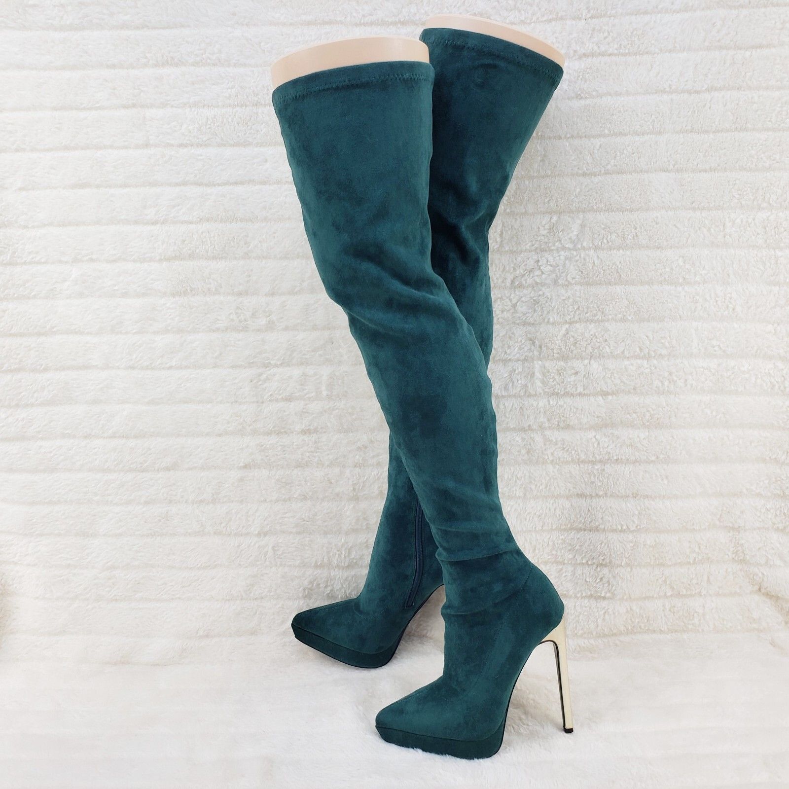 Other Girlz Revenge Faux Stretch Teal Suede High Heel Pointy Toe P Size US 6 / IT 36 - 1 Thumbnail