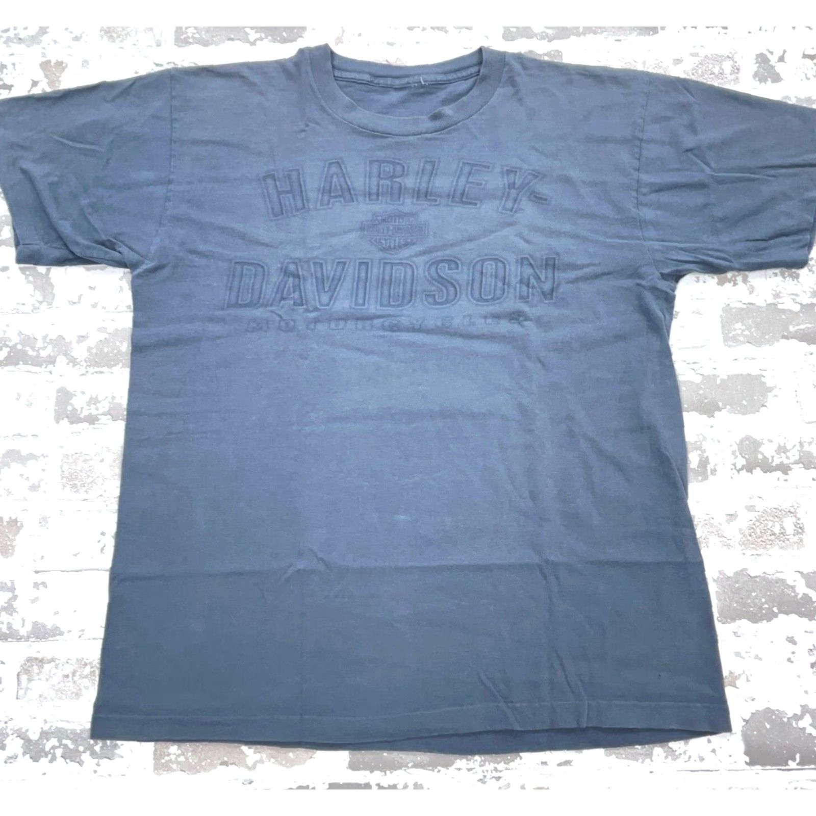 Harley Davidson VINTAGE Harley-Davidson Shirt Graphic Print Adult Large Blue Double-Sided 80s Biker Mens Size US L / EU 52-54 / 3 - 2 Thumbnail