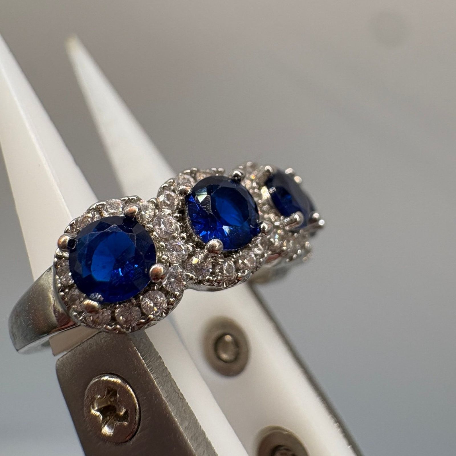 Other Five-Stone Blue CZ Halo Statement Ring - Size 7.25 Size ONE SIZE - 1 Thumbnail