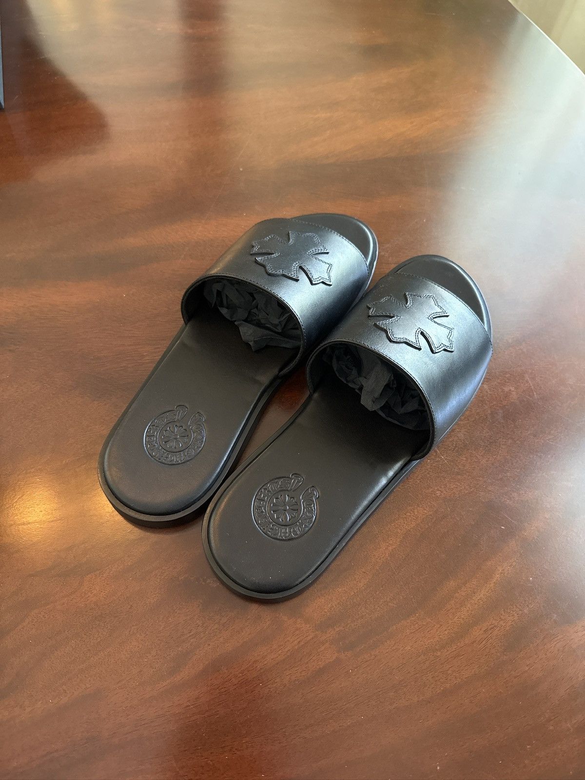 Chrome Hearts CHROME HEARTS LEATHER PLUS PATCH SLIDES Size US 10 / EU 43 - 2 Thumbnail