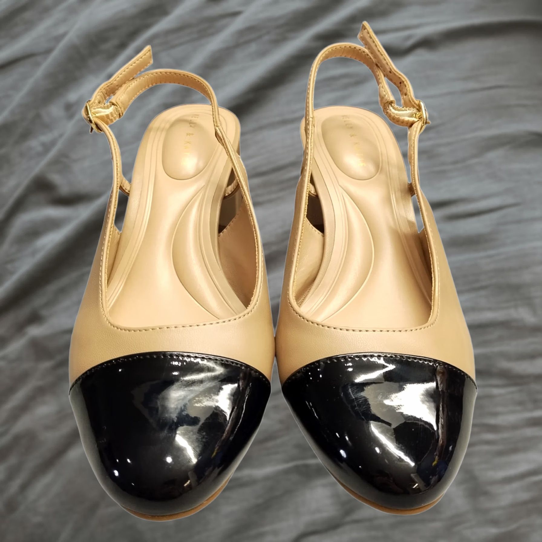 Vintage Kelly & Katie Eliana Slingback Pump Womens US 7M Brown & Black Ankle Buckle Strap SlIp On Heel Size US 7 / IT 37 - 1 Thumbnail