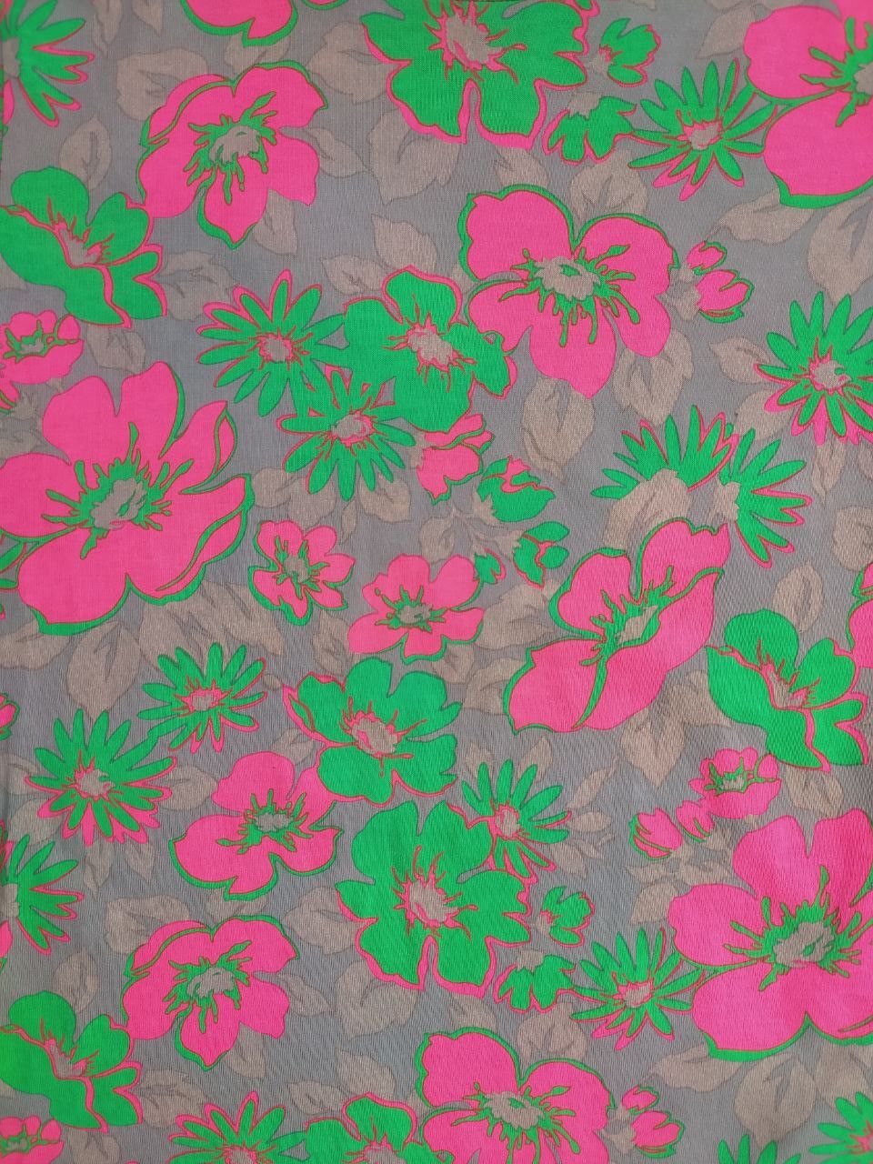 gomme GOMME NEON PINK GREEN FLOWERS T-SHIRT Size S / US 4 / IT 40 - 3 Thumbnail
