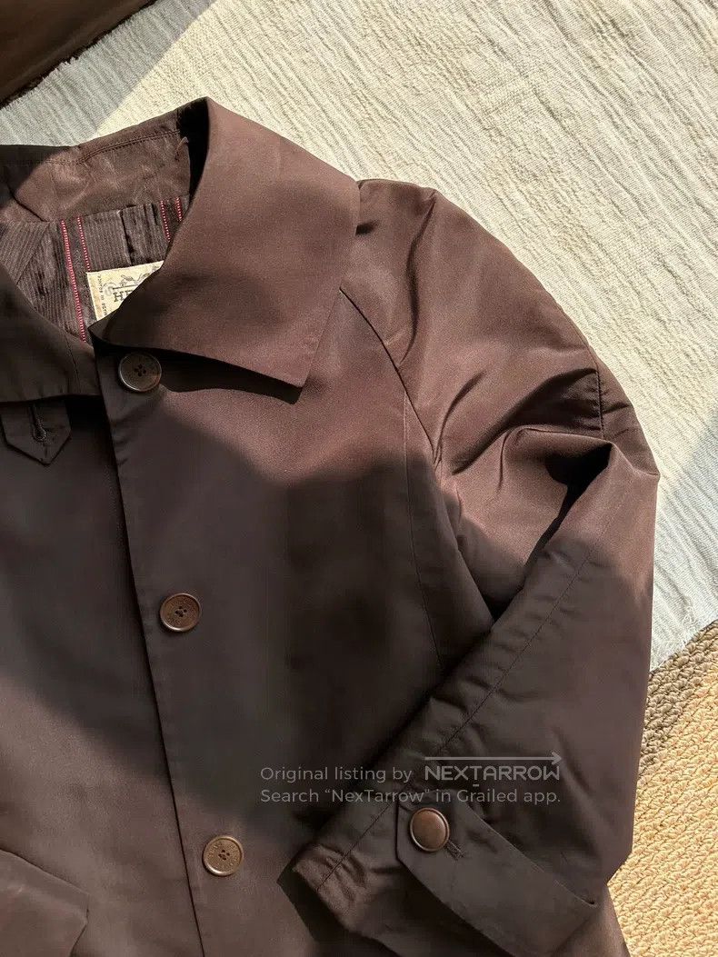 Hermes Hermes Vintage Silk Hidden Button Long Trench Coat, Dark C Size S / US 4 / IT 40 - 5 Thumbnail