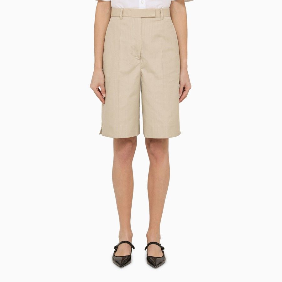 Thom Browne o1d2blof1024 High-Waisted Bermuda Shorts in Beige Size 27" / US 4 / IT 40 - 1 Thumbnail