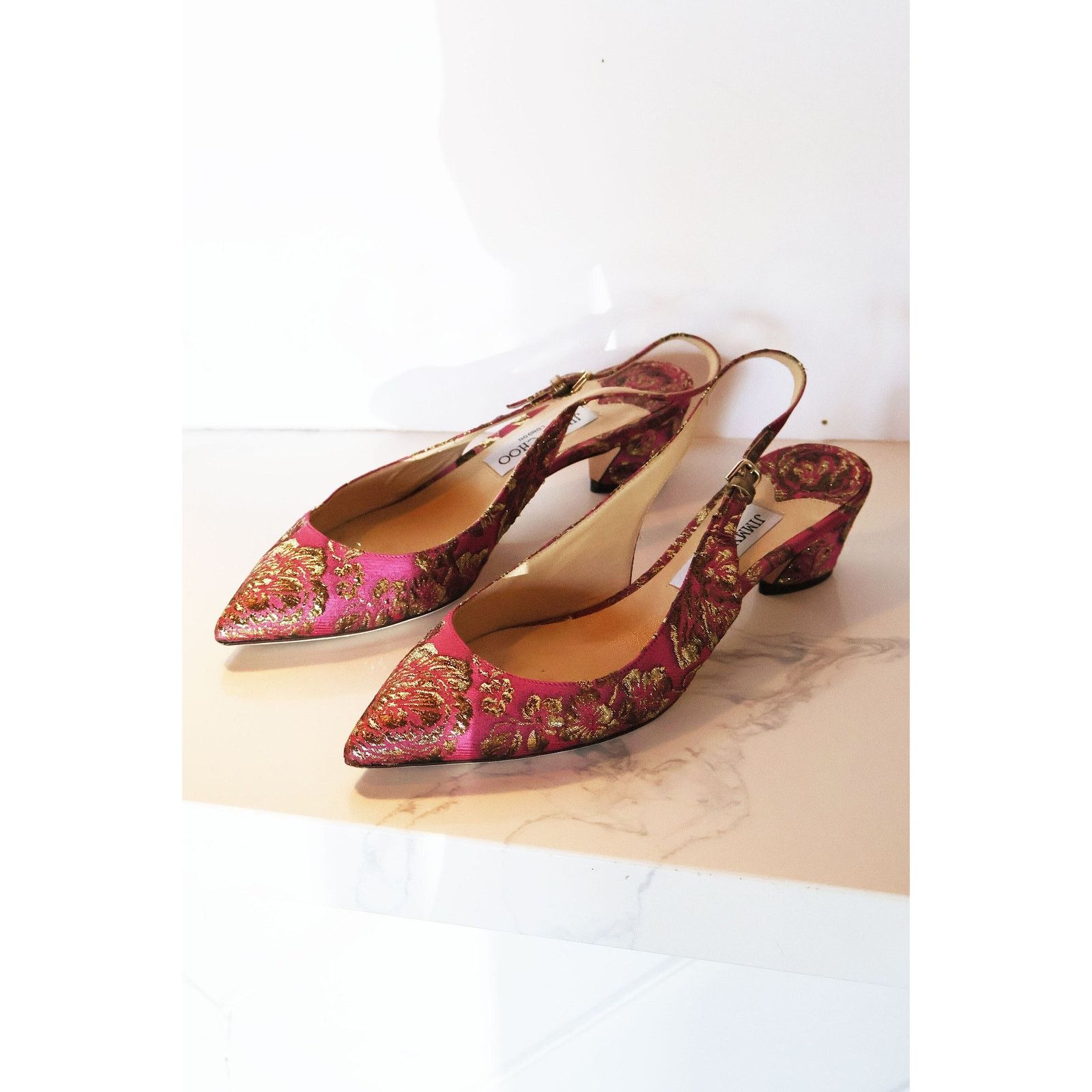 Jimmy Choo Vintage Jimmy Choo Gemma Metallic Brocade Slingbacks Size US 9 / IT 39 - 1 Thumbnail