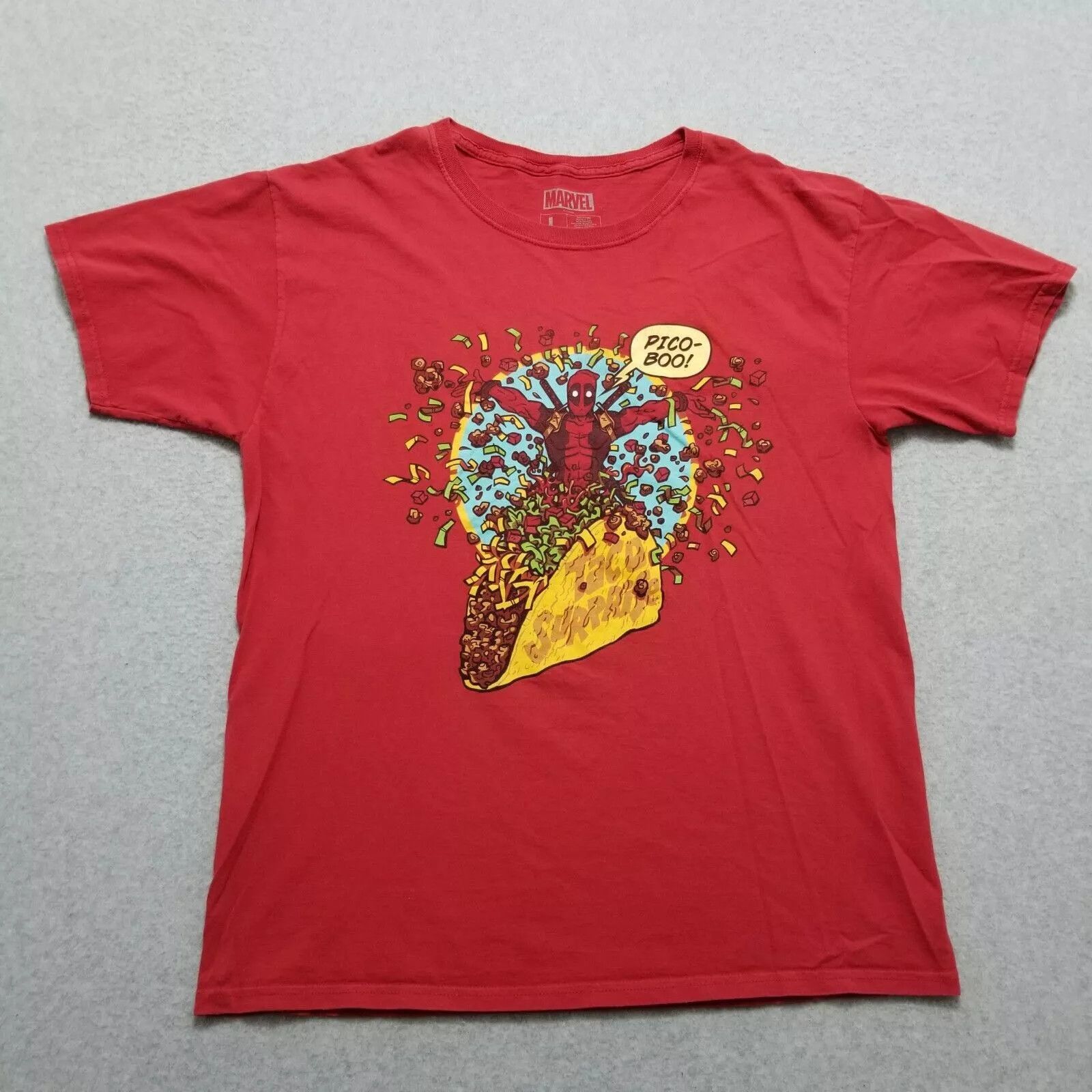 Marvel Comics Marvel Deadpool Shirt Mens Large Red Short Sleeve Taco Size US L / EU 52-54 / 3 - 1 Thumbnail