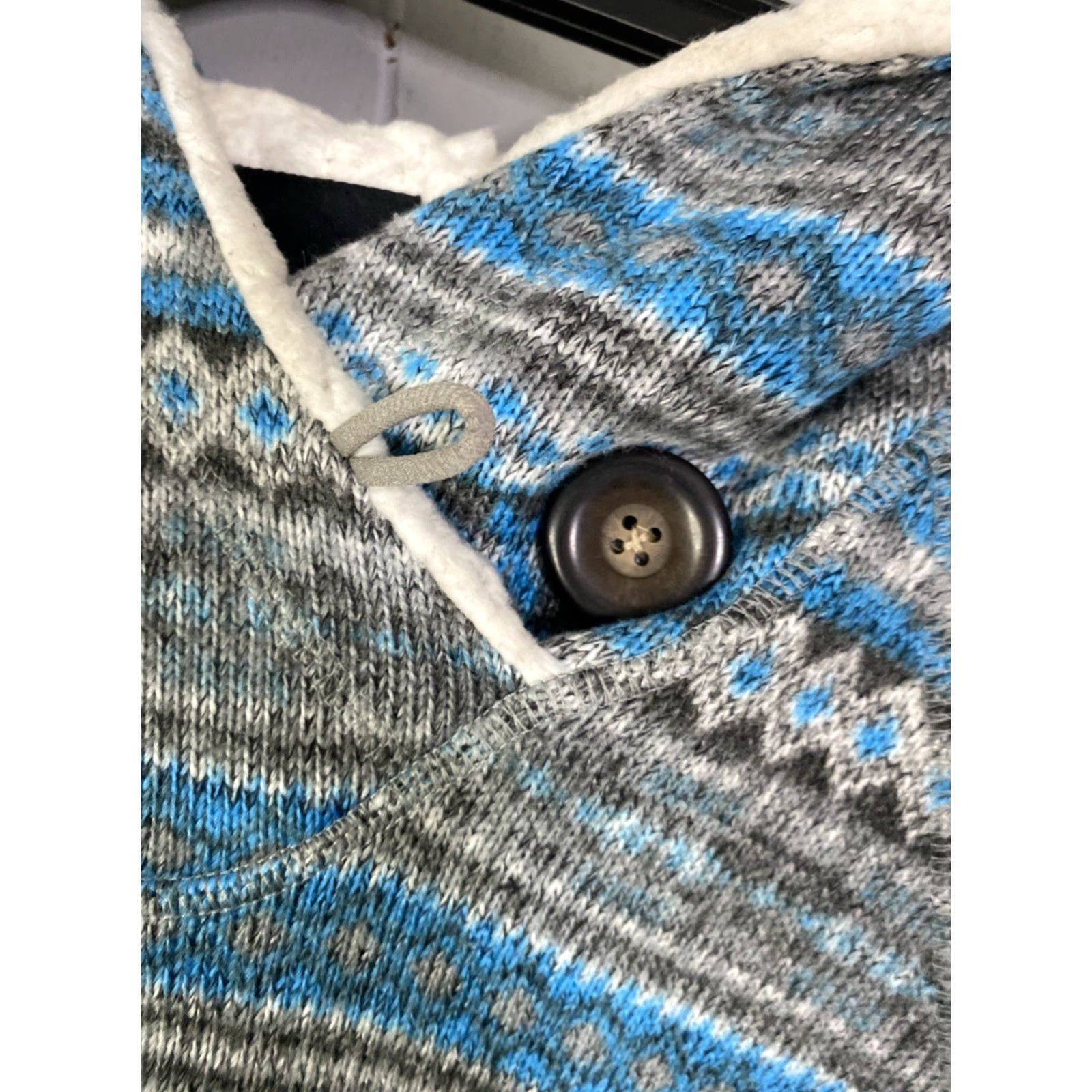 Vintage Koppen Sweater Womens XL Blue White Aztec Pattern Hoodie Pockets Sherpa 23x27 Size XL / US 12-14 / IT 48-50 - 5 Thumbnail