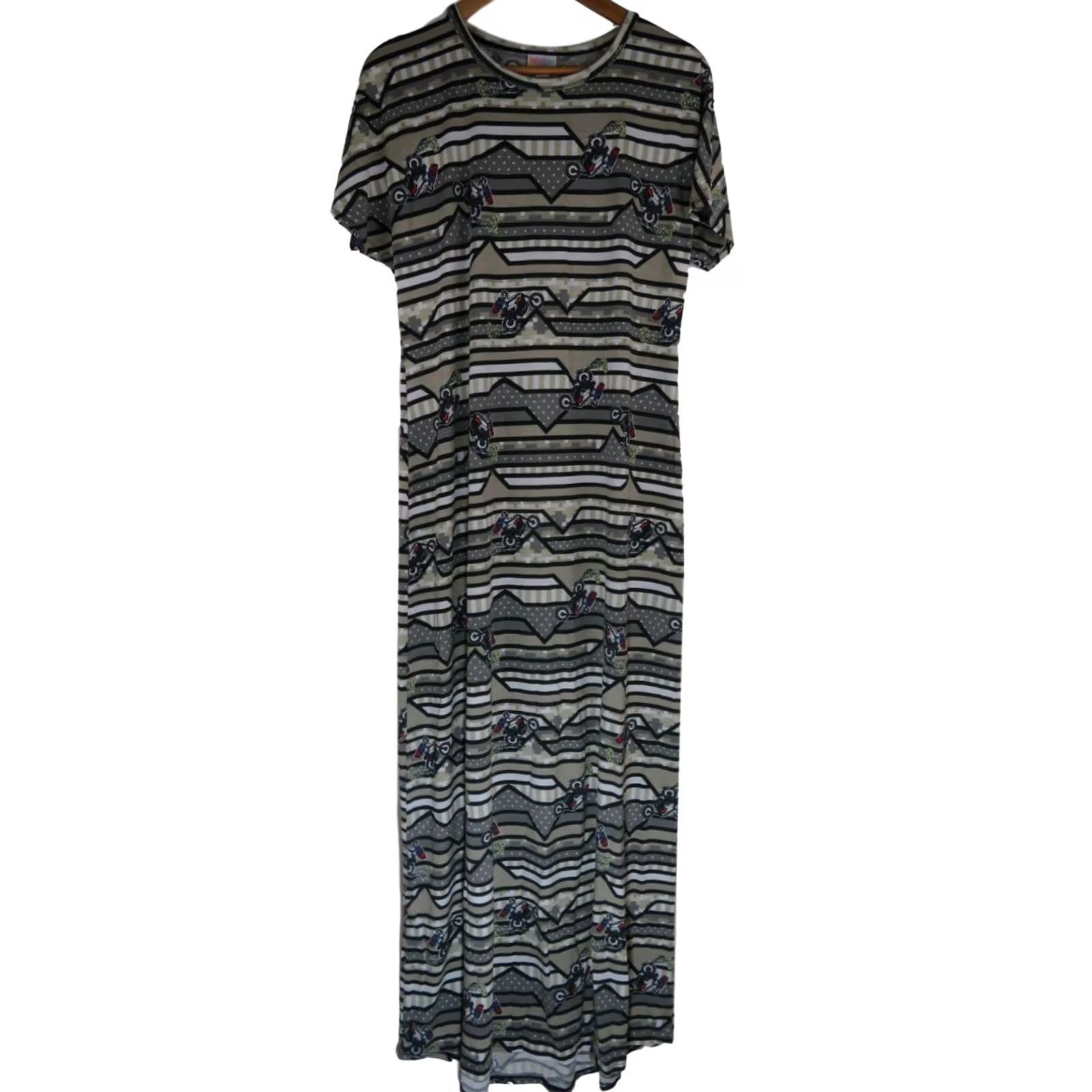 Vintage VINTAGE LuLaRoe Evil Knievel Maria Dress Medium Motorcycle Maxi Long Stretch EUC Size M / US 6-8 / IT 42-44 - 2 Thumbnail