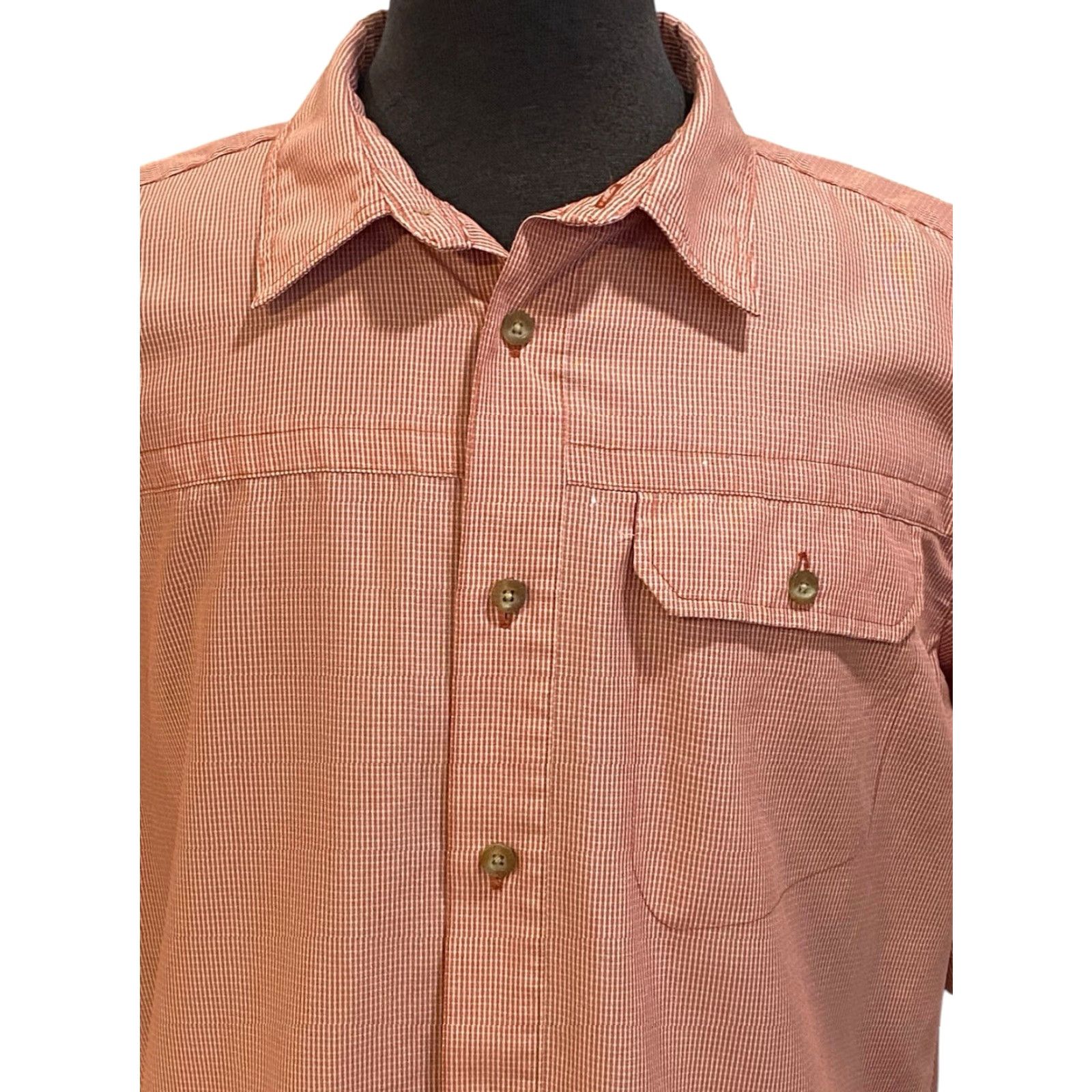 Eddie Bauer Eddie Bauer Mens Large Red White Plaid Performance Short Sleeve Pocket Shirt Size US L / EU 52-54 / 3 - 2 Thumbnail