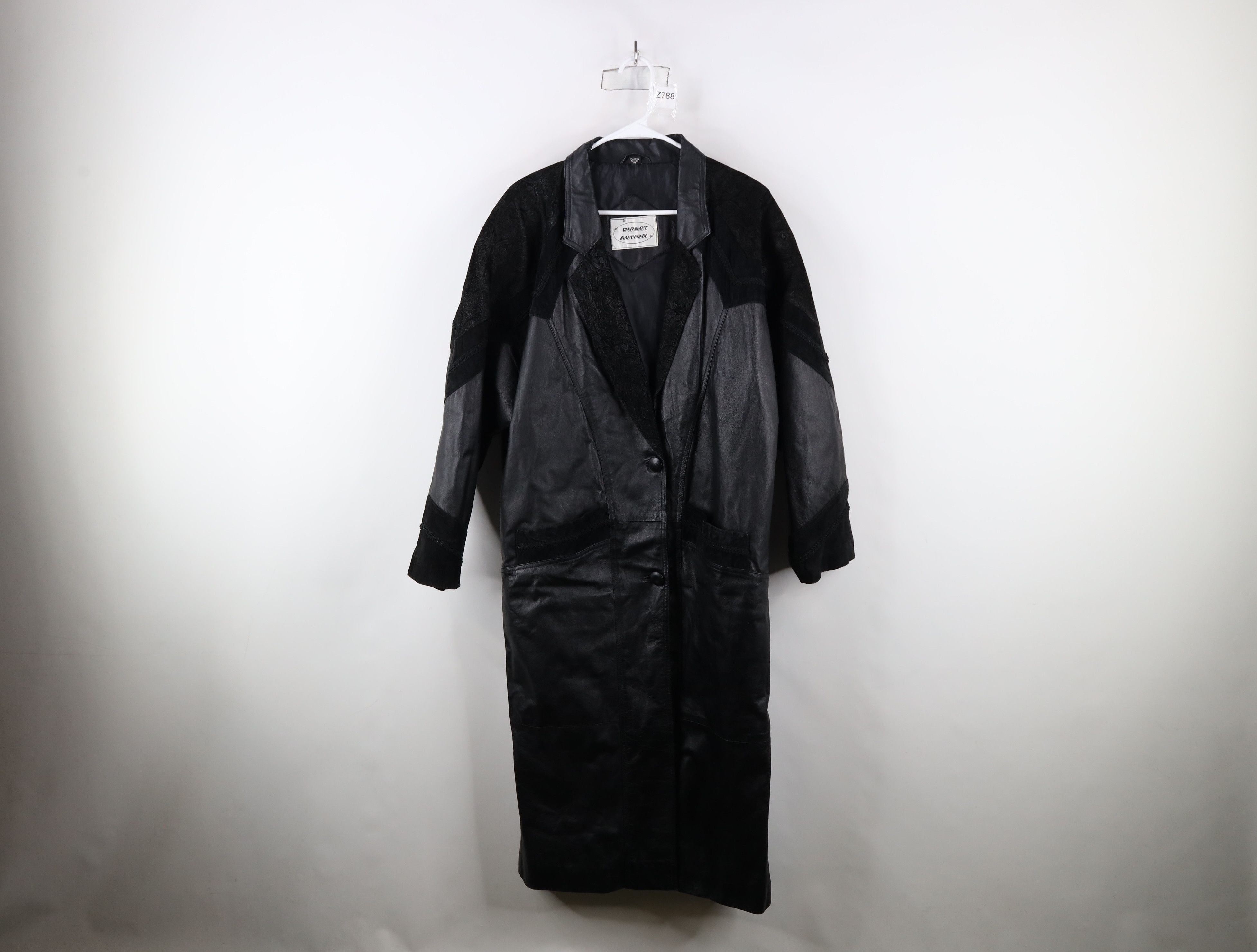 Vintage Vintage 90s Streetwear Paisley Leather Trench Coat Jacket Size M / US 6-8 / IT 42-44 - 1 Thumbnail