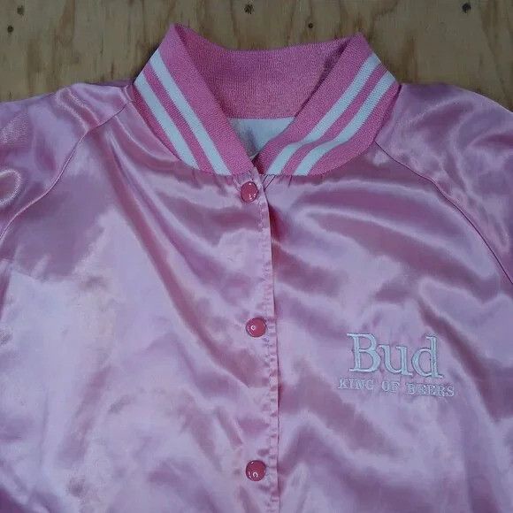Budweiser × Vintage Vintage Budweiser King Of Beers Pink Satin Jacket Size XL / US 12-14 / IT 48-50 - 1 Thumbnail