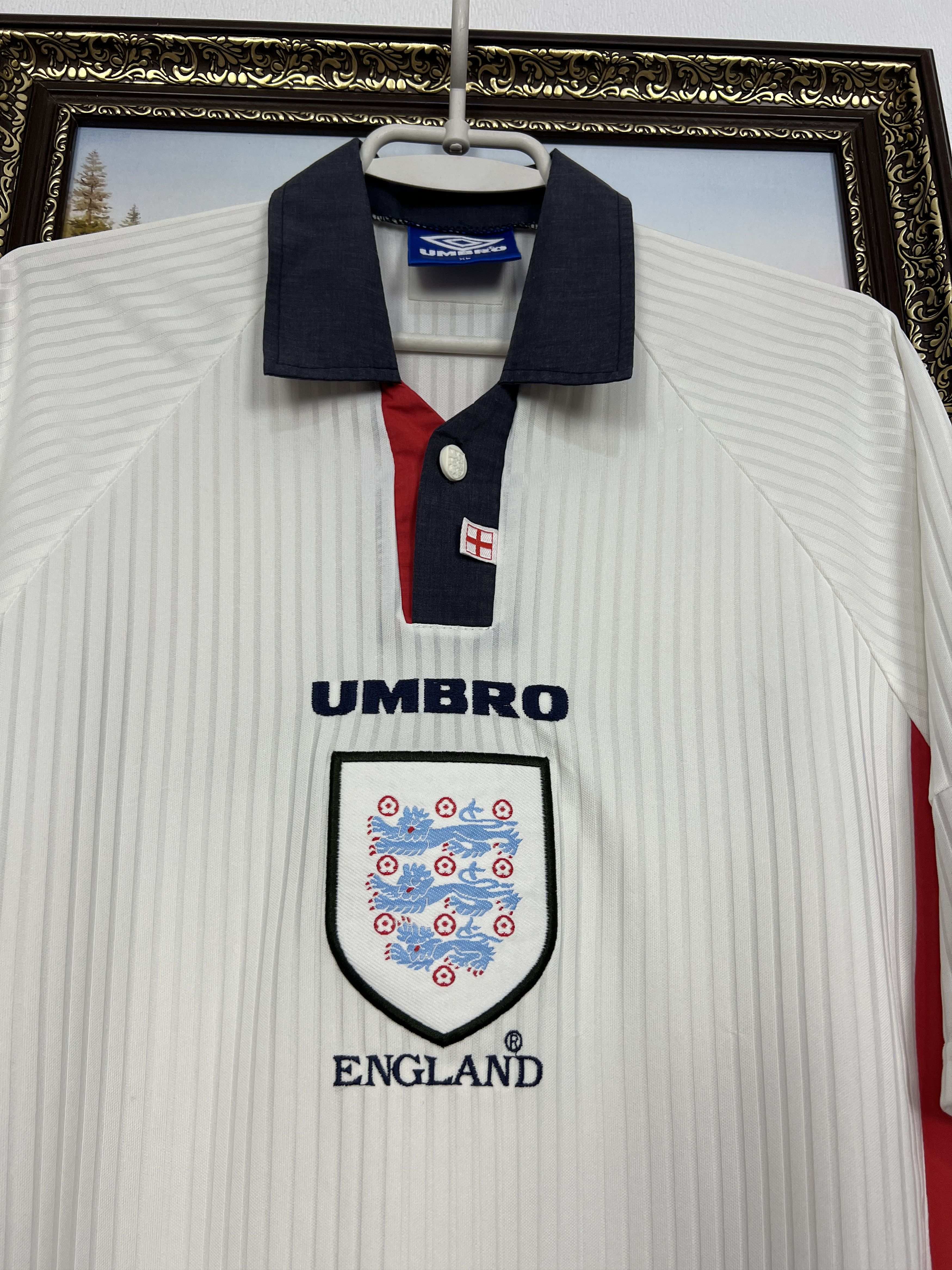 Umbro England Home football shirt 1997 Soccer Umbro Jersey Trikot Size US XL / EU 56 / 4 - 3 Thumbnail