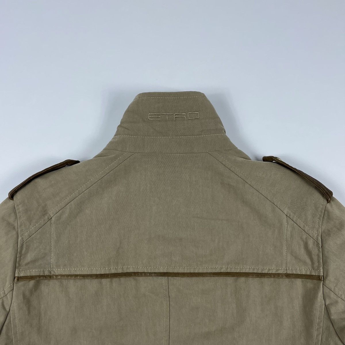 Etro ETRO Archives Zip Button Leather Cotton Beige/Brown Jacket Size US M / EU 48-50 / 2 - 18 Thumbnail
