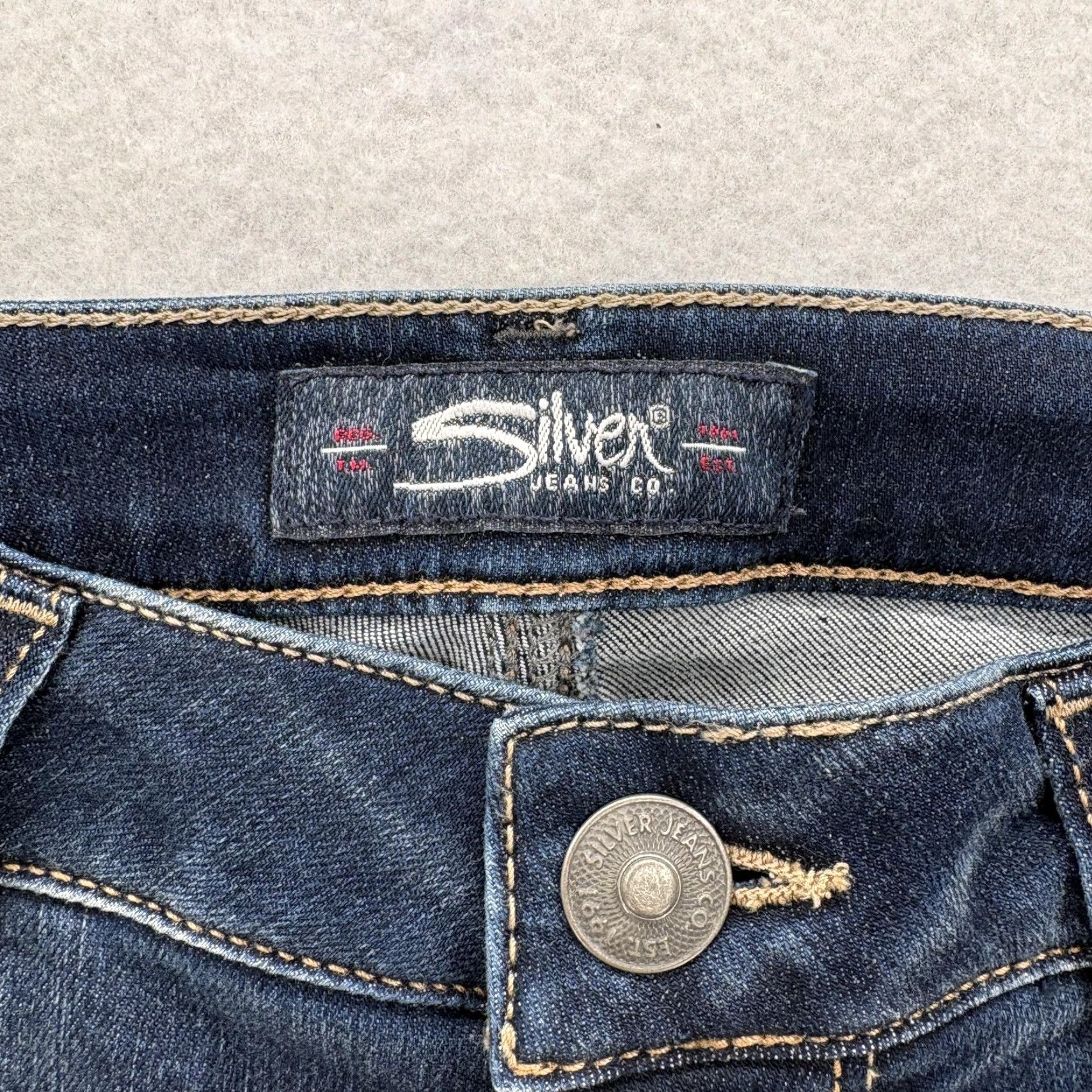 Silver Jeans Co. Silver Jeans Womens Skinny Denim 29x29 Dark Wash Bleecker Stretch Grunge Rock Size 29" - 5 Thumbnail
