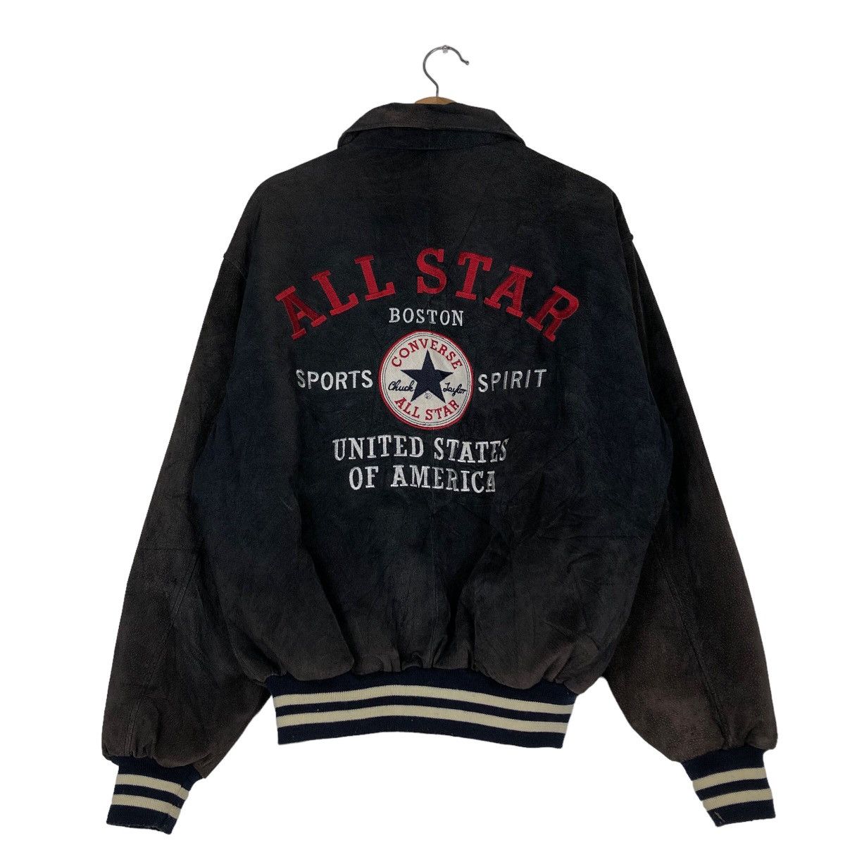Japanese Brand Vintage Bomber Jacket Leather Converse Boston Mass All Star Size US L / EU 52-54 / 3 - 7 Thumbnail