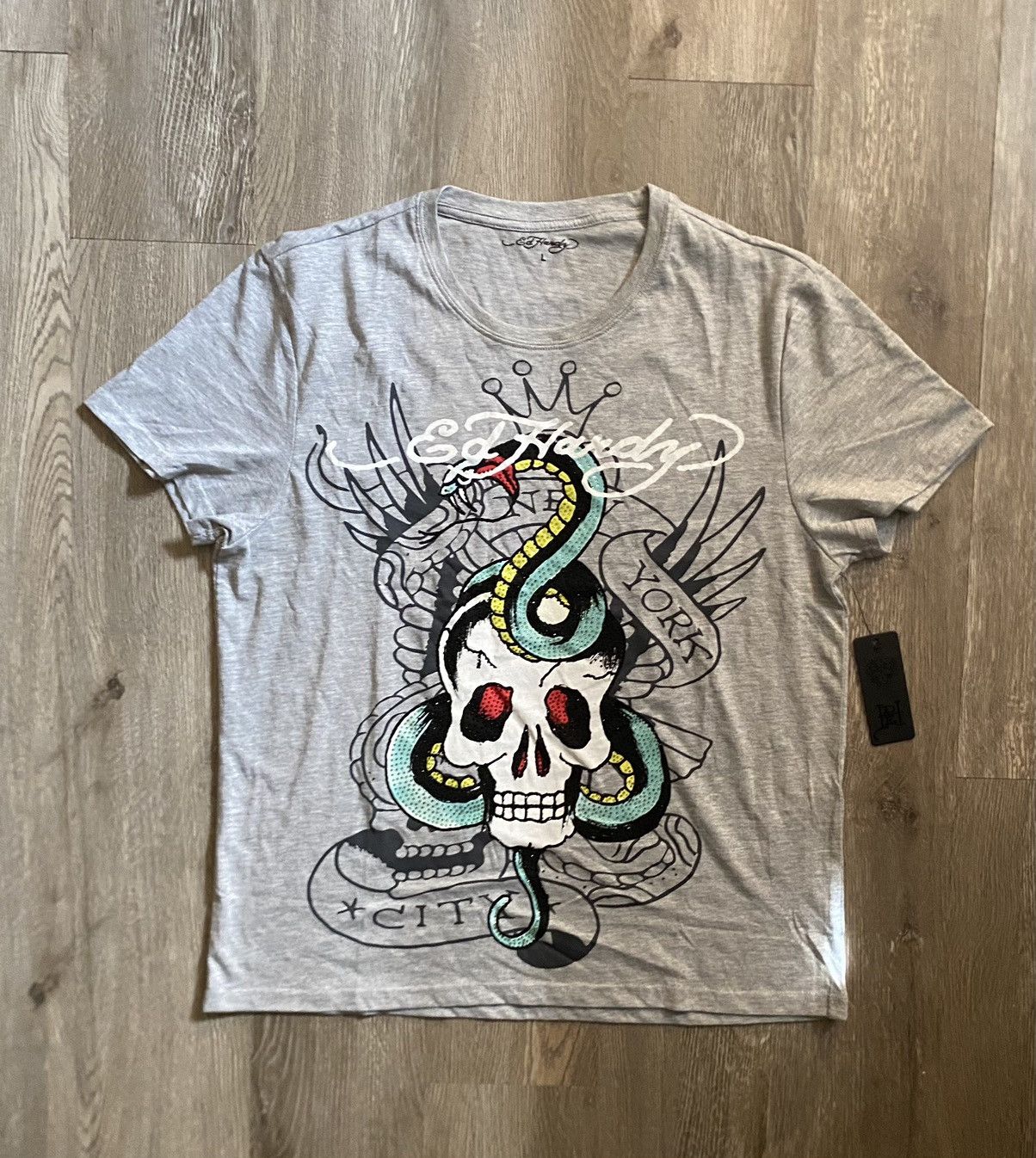 Ed Hardy × Vintage Ed Hardy Rhinestone T-shirt Size US L / EU 52-54 / 3 - 1 Thumbnail