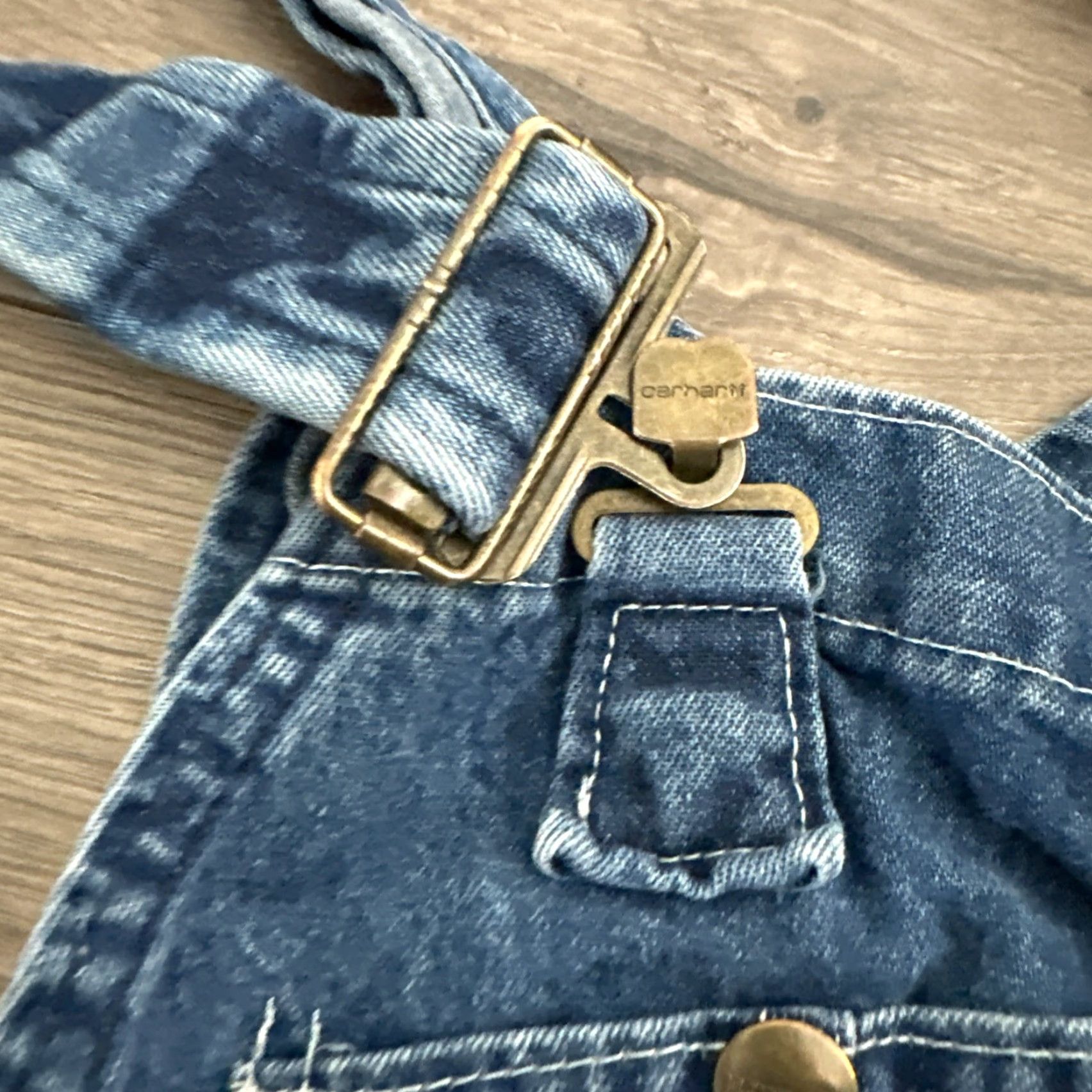 Carhartt Carhartt Bib Overalls Mens Blue Denim Carpenter Zip Suspender Buttons High Rise Regular Big & Tall 40x24 40 In Inseam 40" Width 30" Width Size US 44 / EU 60 - 6 Thumbnail
