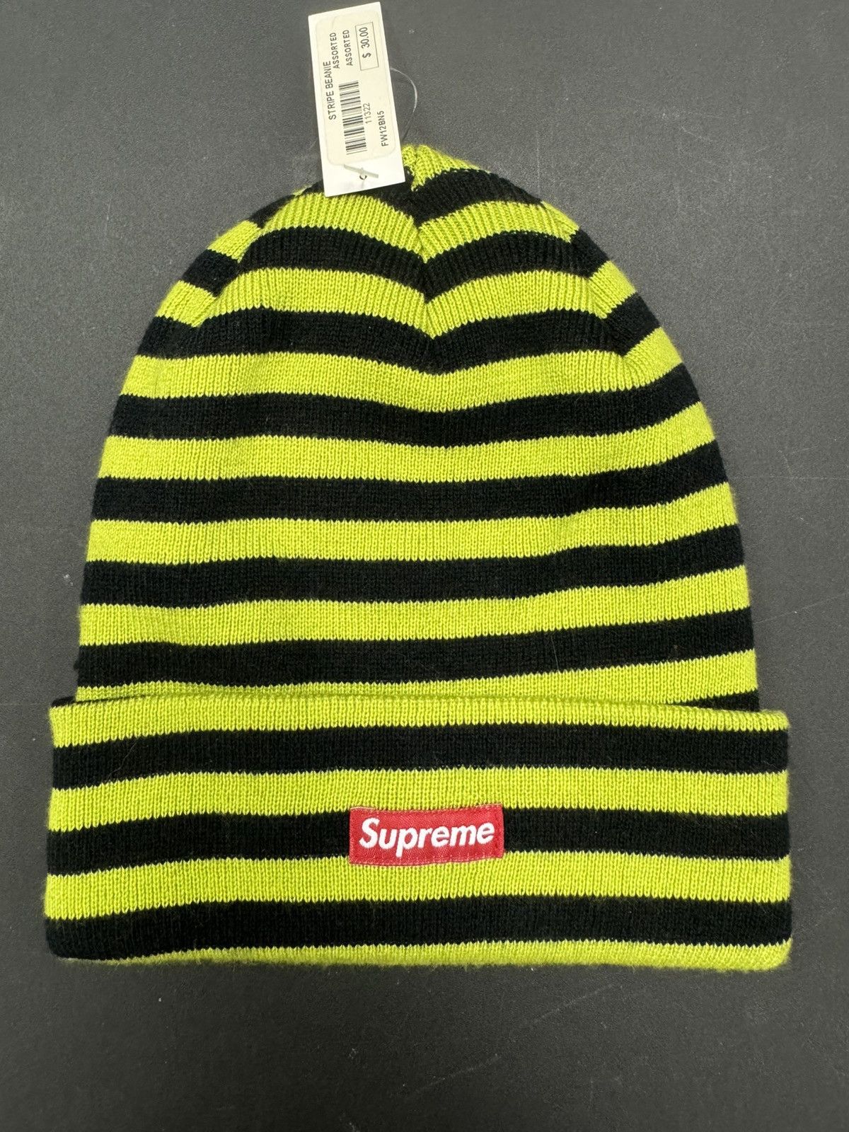 Supreme FW12 Supreme Striped Beanie Size ONE SIZE - 1 Thumbnail