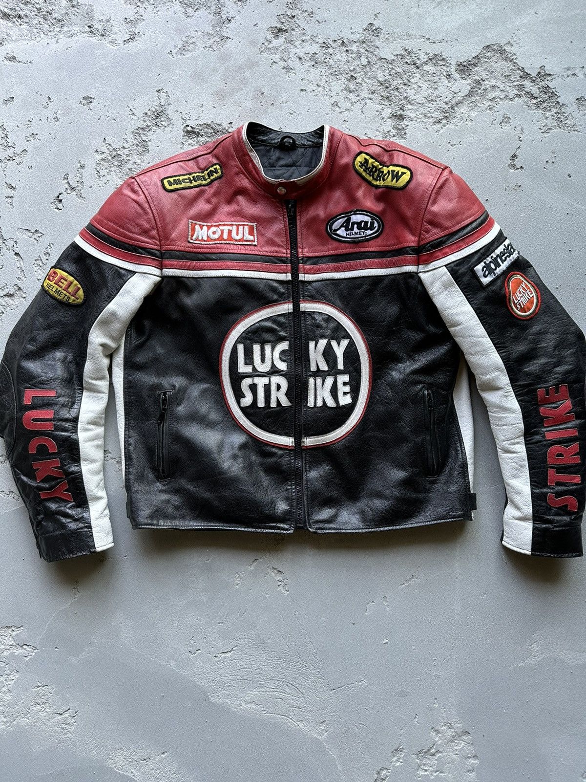 Leather Jacket × Racing × Vintage VINTAGE 90’S LUCKY STRIKE RACING ...