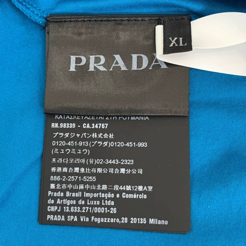 Prada Prada Logo embroidered round-neck blue cotton short-sleeved Size US XL / EU 56 / 4 - 7 Thumbnail