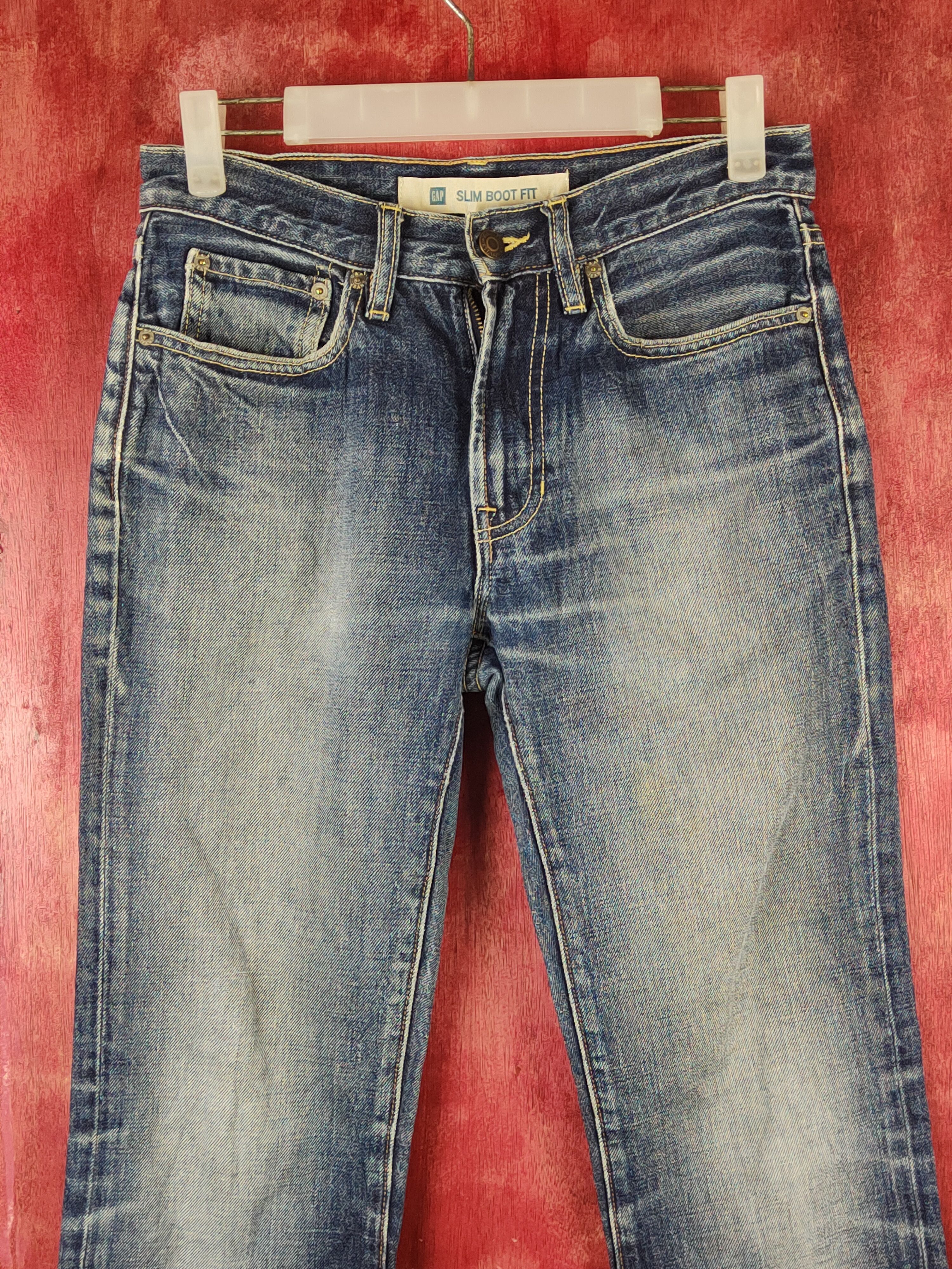Gap Gap slim boot fit Dark Blue Distressed Ripped Jeans #S2355 Size 28" / US 6 / IT 42 - 2 Thumbnail